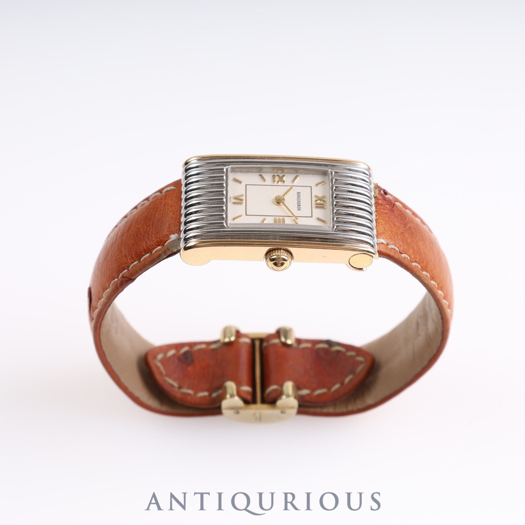 Boucheron Reflet AH30172 Quartz SS/GP Leather White Dial