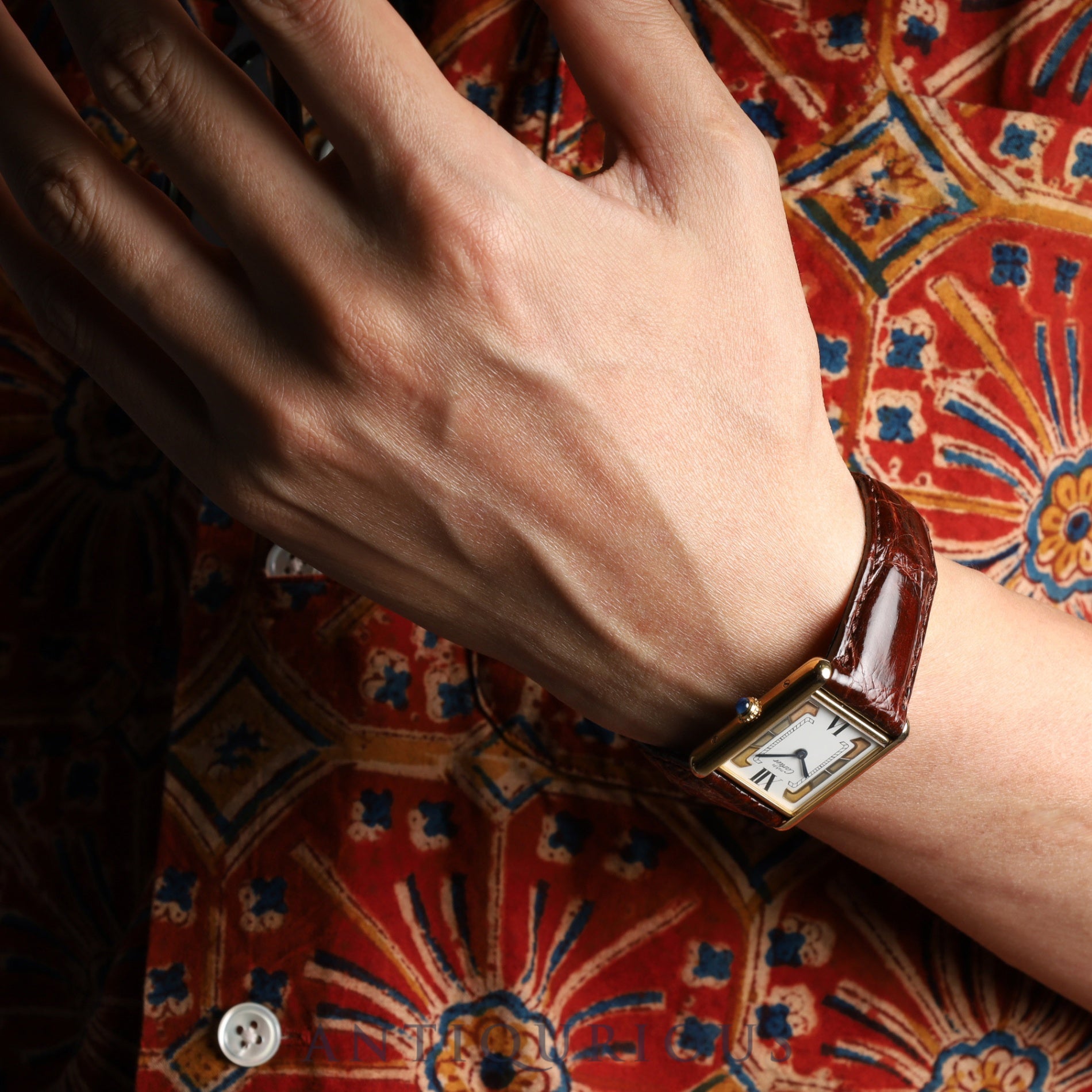 カルティエ マストタンク LM 590005 クォーツ Cal.90 SV925 革 純正尾錠(GP)サイドトリニティ文字盤 オーバーホール済み