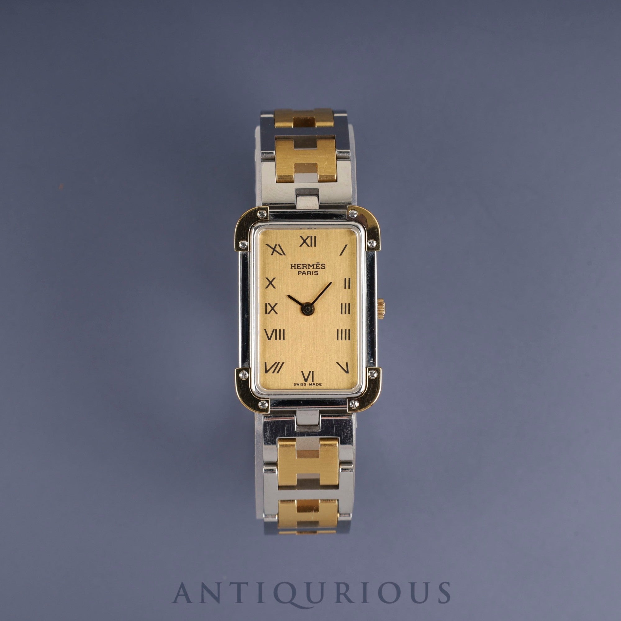 Hermes Cloajour CR1.240 Quartz Cal.976.001 SS/GP SS/GP Champagne Dial Box Case Overhauled