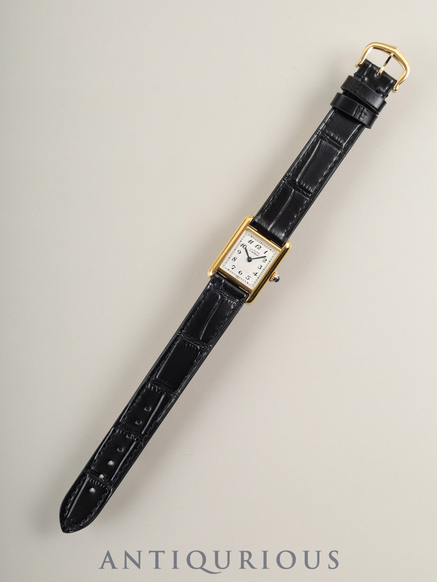 カルティエ マストタンク SM 5057001 クォーツ Cal.057 SV925 革 純正尾錠(GP) アラビア文字盤 オーバーホール済み