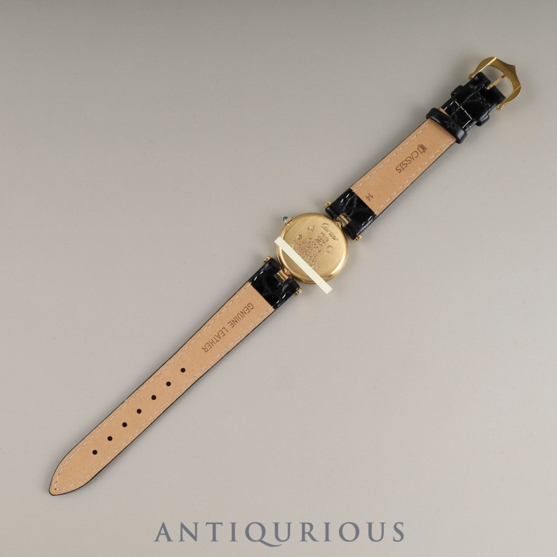 Cartier Must Vendôme VLC SM Quartz Cal.81 SV925 Leather Strap with Genuine GP Buckle, Onyx Dial, Overhauled