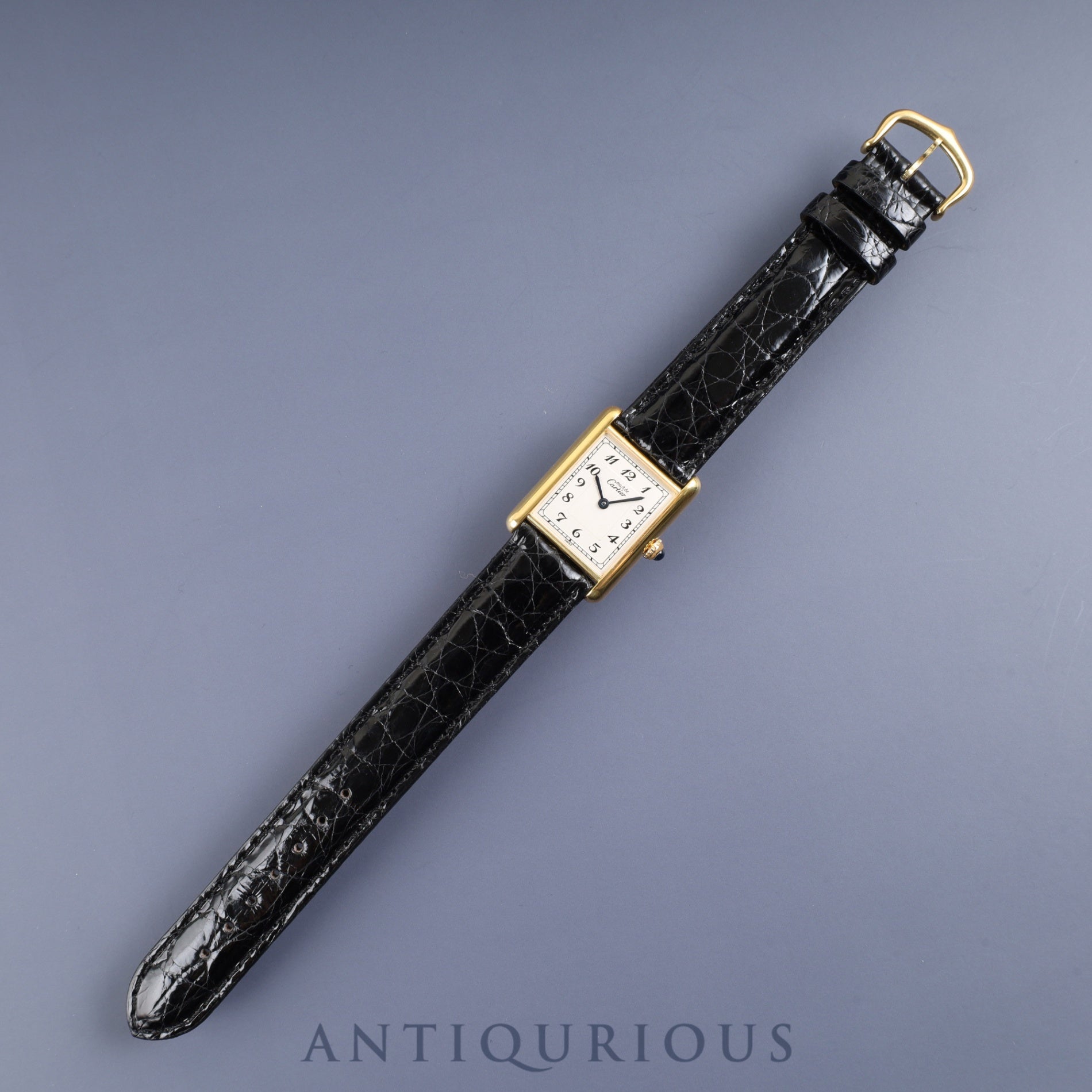 カルティエ マストタンク LM 590005 クォーツ Cal.90 SV925 革 純正尾錠(GP) アラビア文字盤 オーバーホール済み 新品仕上げ済み