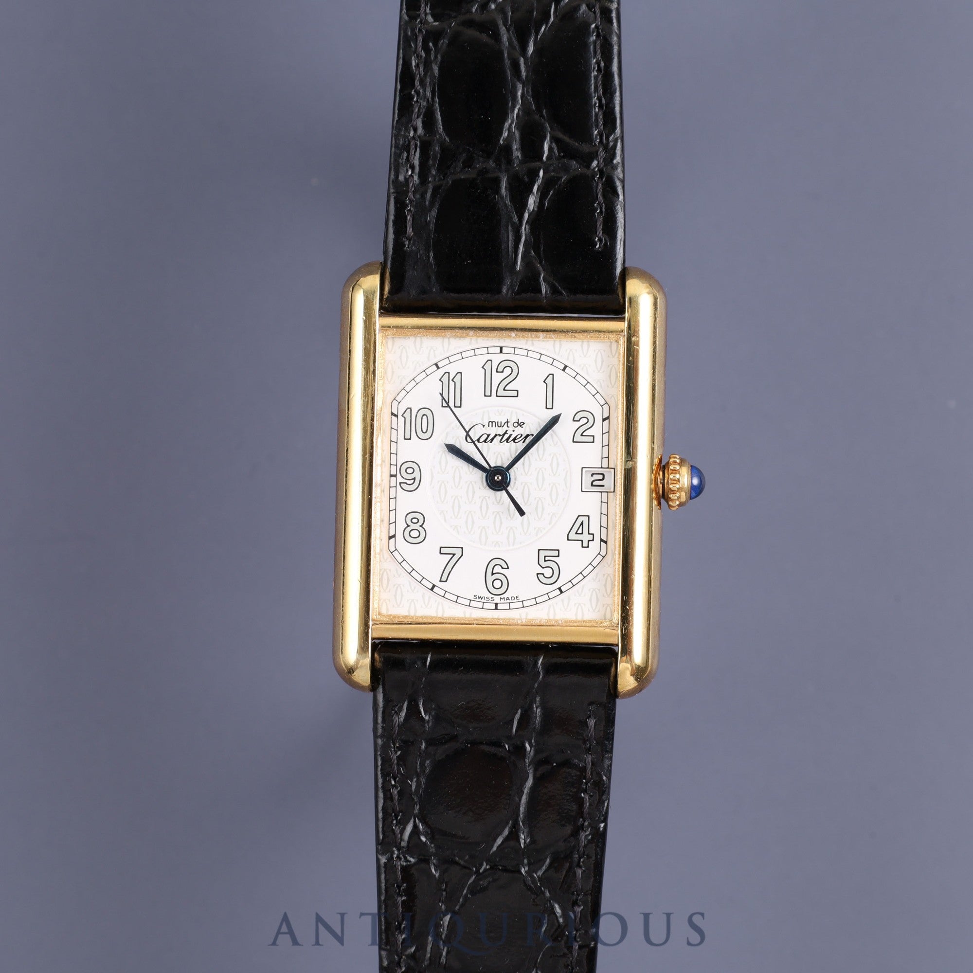 Cartier Must Tank GM (XL) Date W1013954 / 2413 Quartz Cal.87 SV925 Genuine Buckle (GP) Telephone CC Dial Dial Overhauled