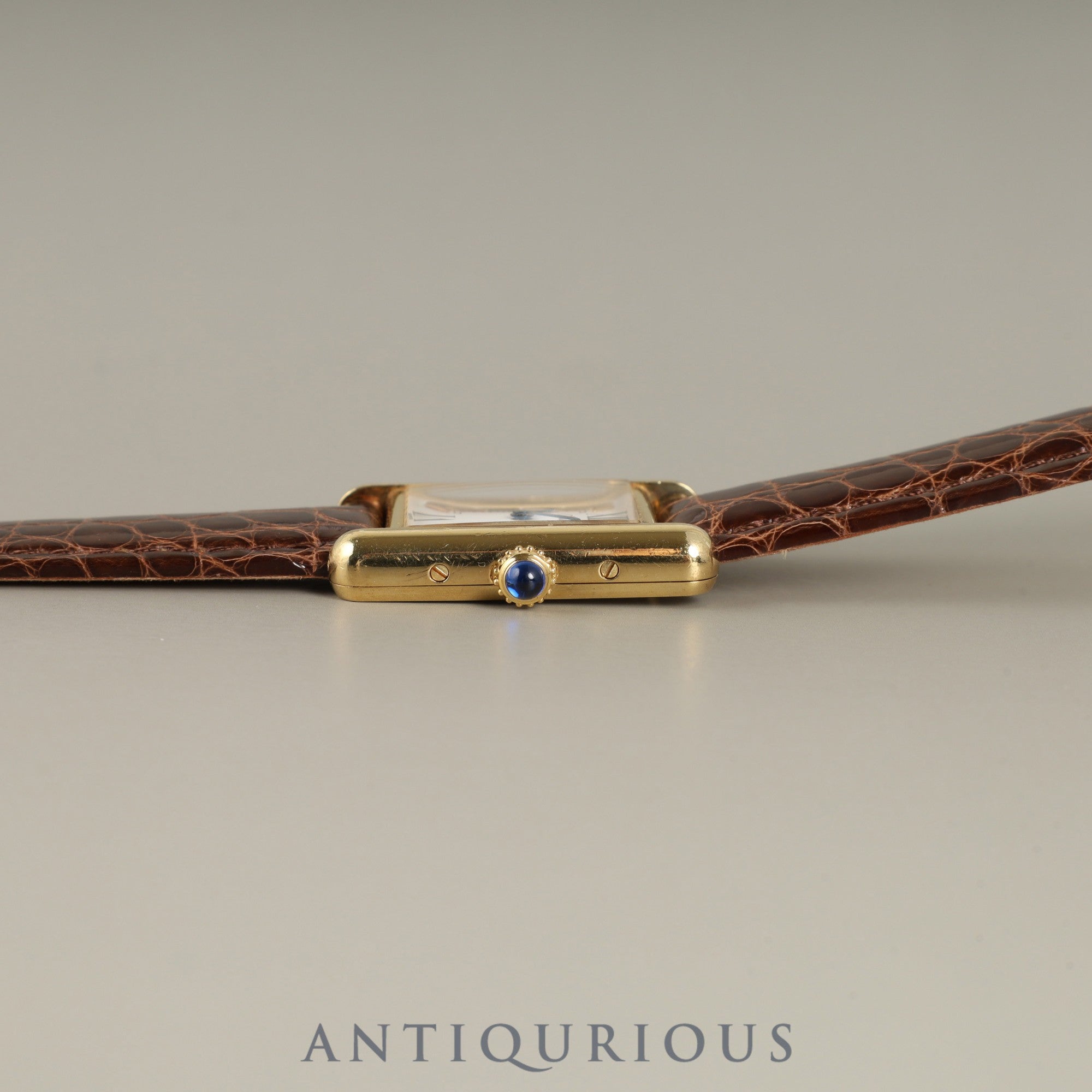 Cartier Must Tank SM 5057001 Quartz Caliber 057 SV925 Leather Strap with Genuine D-Buckle (GP) Side Trinity Dial Circa 1982-Circa 1995 Overhauled