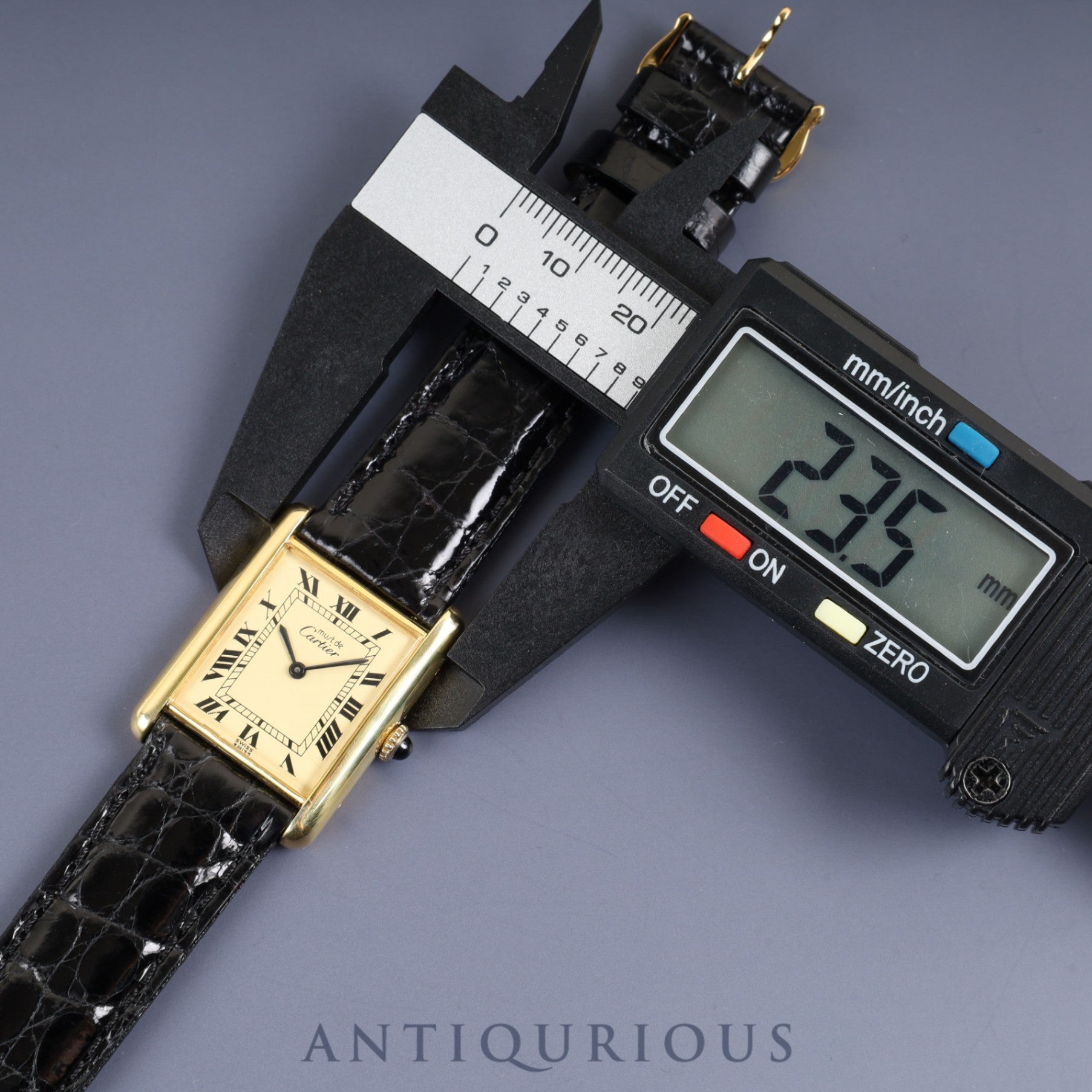 カルティエ マストタンク LM 手巻き SV925 革 純正尾錠(GP)アイボリーローマン文字盤 オーバーホール済み