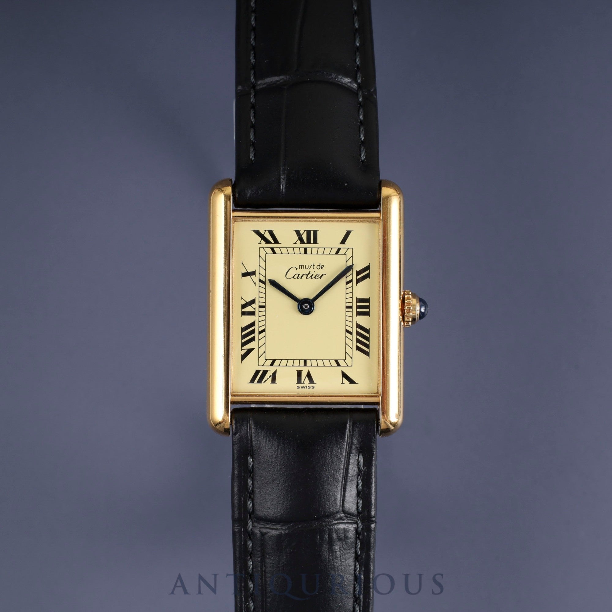 カルティエ マストタンク LM W1002753 / 590005 クォーツ Cal.90 SV925 革 純正尾錠(GP) アイボリーローマン文字盤 純正革ベルト オーバーホール済み