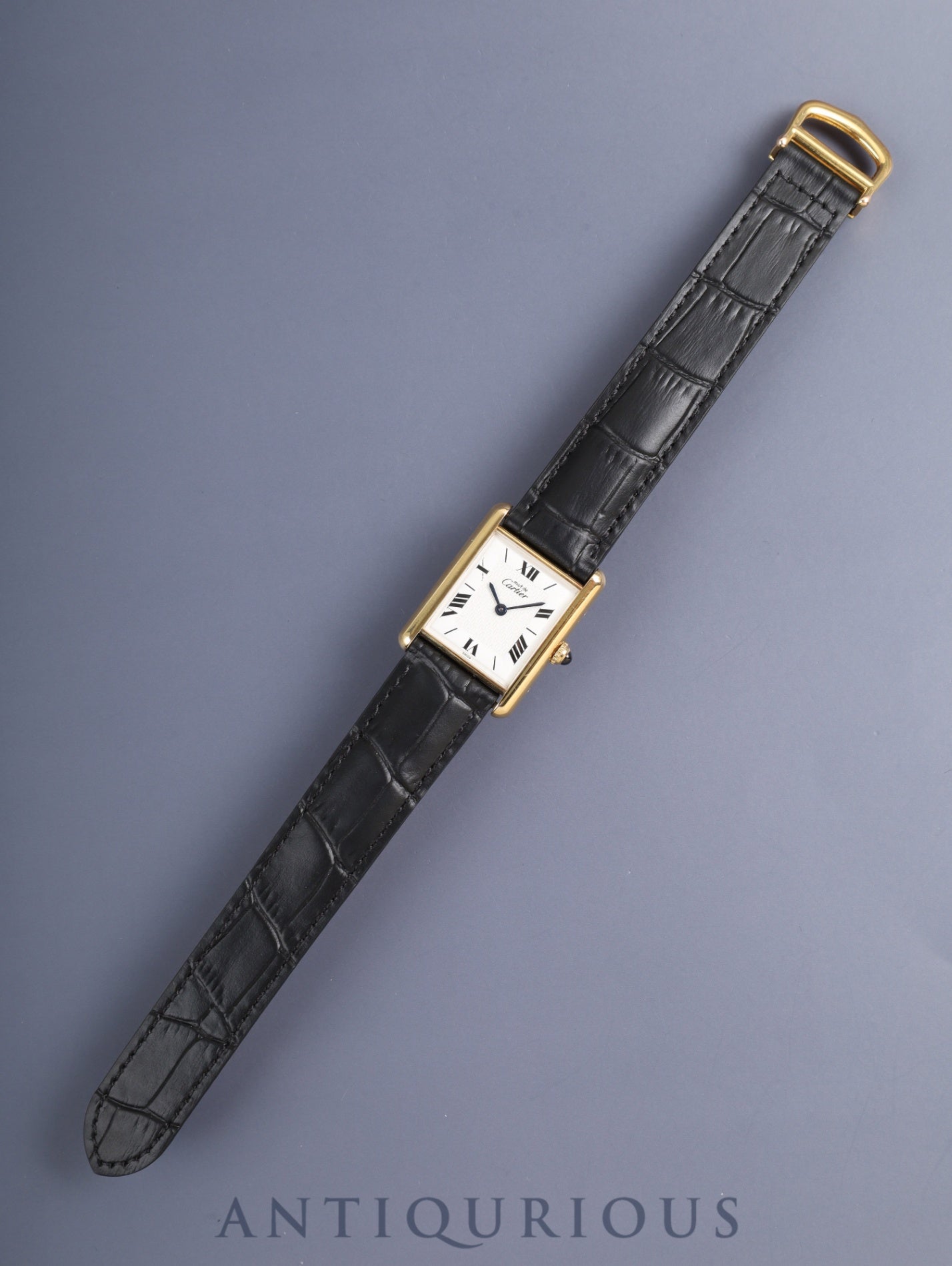 カルティエ マストタンク LM 1615 クォーツ Cal.690 SV925 革 純正尾Dバックル(GP)ホワイト飛びローマンCC文字盤(SWISS表記) オーバーホール済み