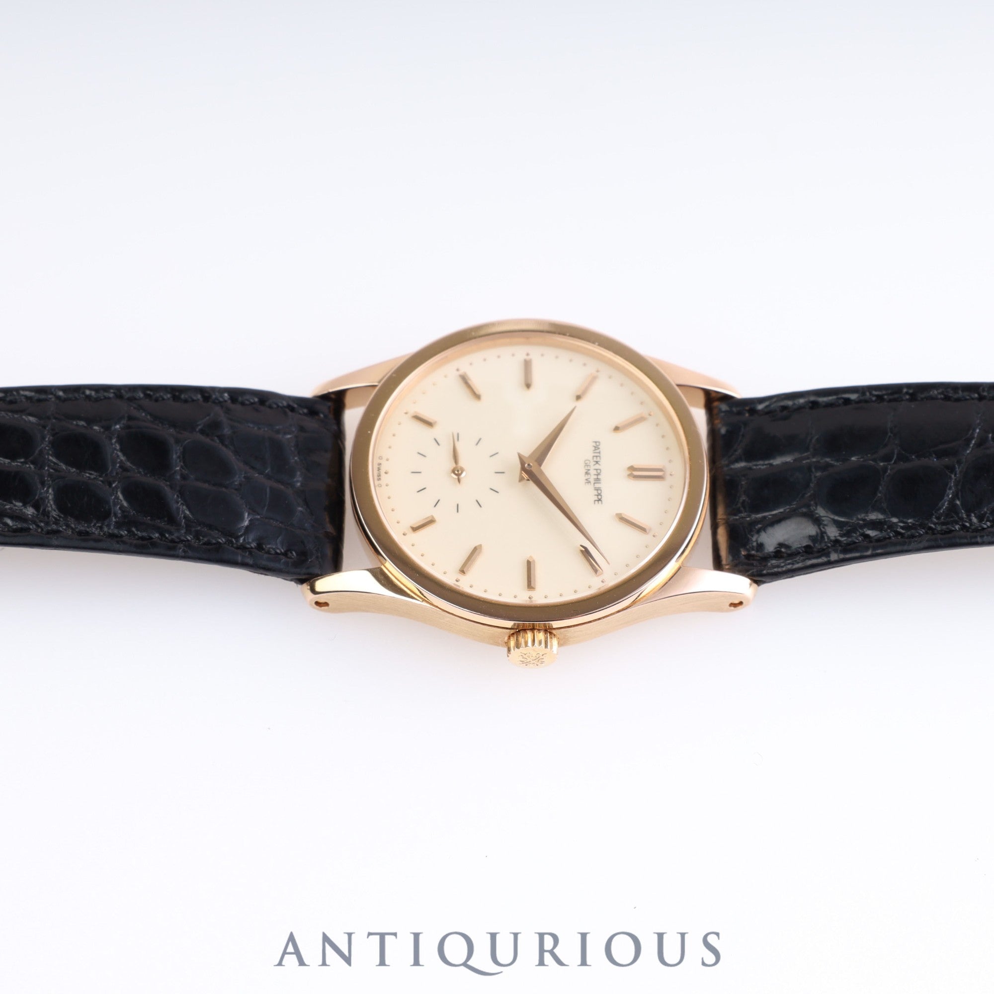 パテック・フィリップ カラトラバ 3796 手巻き Cal.215 PG 純正革ベルト 純正バックル(750)アイボリー文字盤