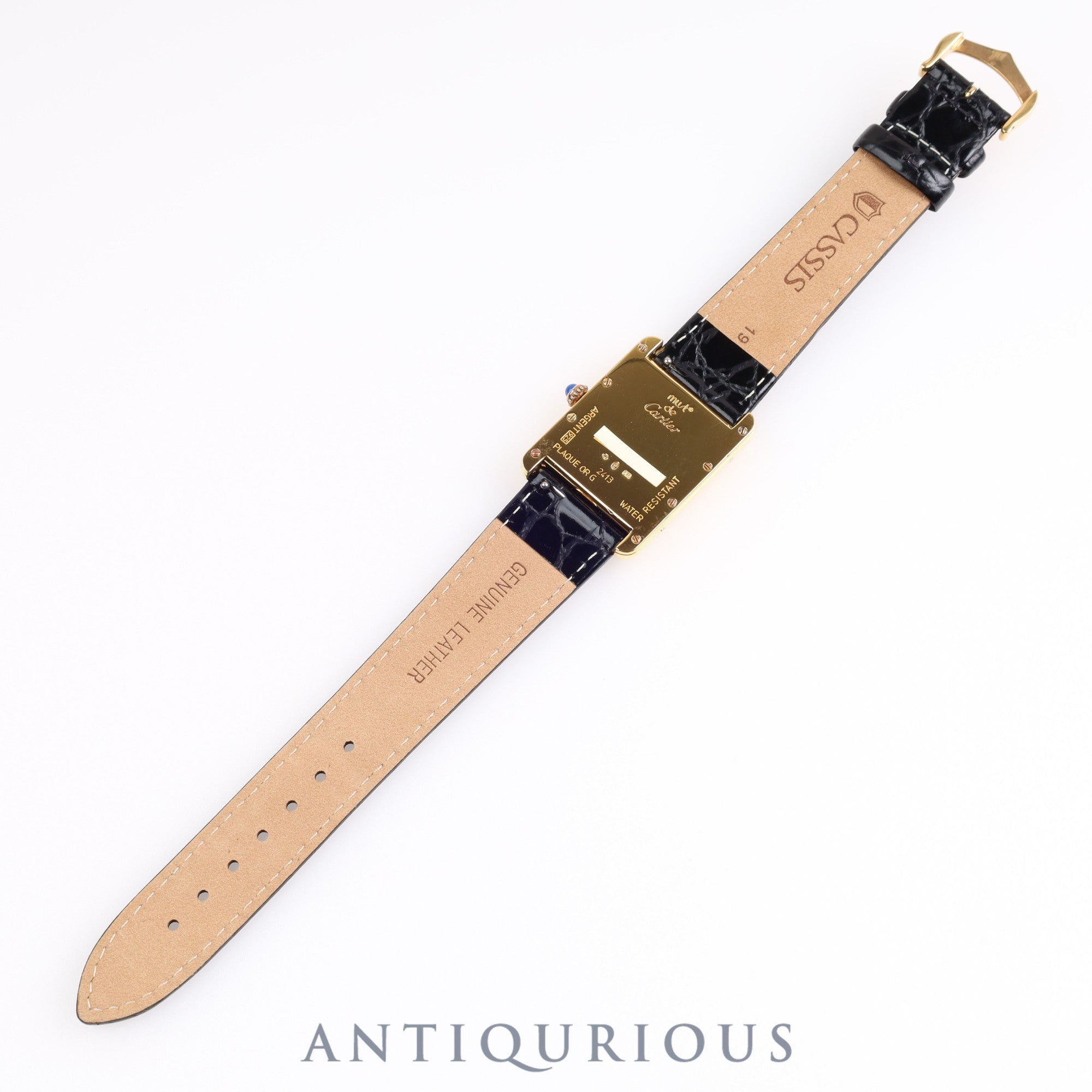 Cartier Must Tank GM (XL) Date QZ W1017454 / 2413 925 Leather Ivory Roman Dial
