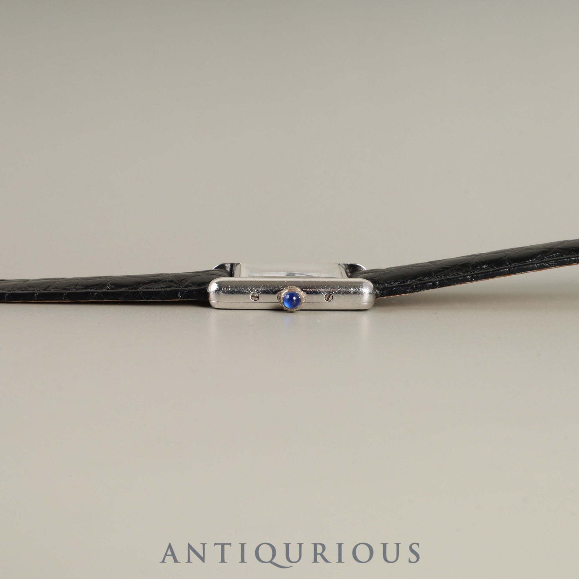 Cartier Must Tank SM 1614 Quartz Caliber 057 SV925 Leather Strap with Genuine D-Buckle (Stainless Steel) White Roman Dial Overhauled