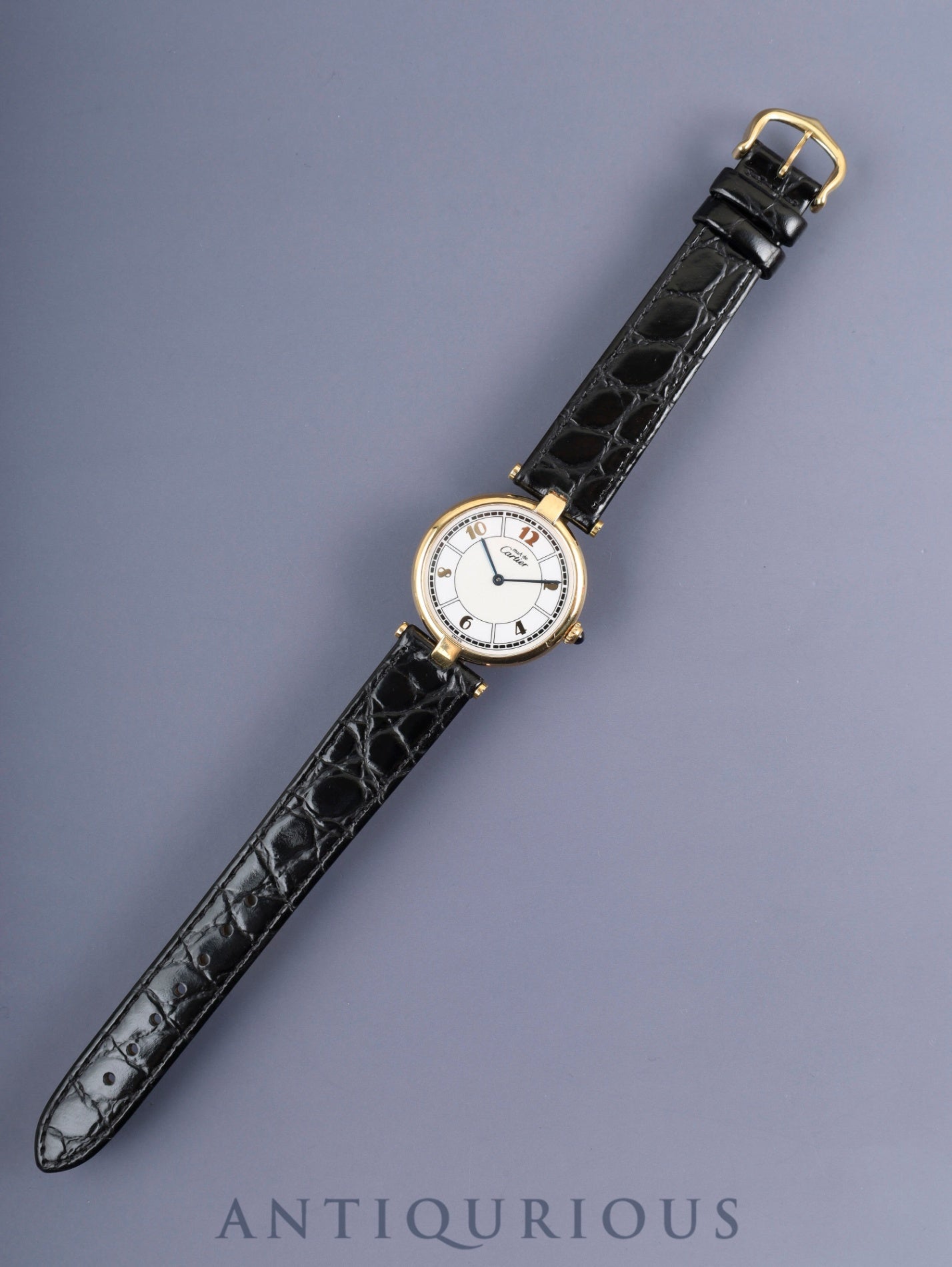 カルティエ マスト ヴァンドーム VLC LM 1861 クォーツ Cal.90 SV925 革 純正尾錠(GP)飛びアラビアCC文字盤 オーバーホール済み