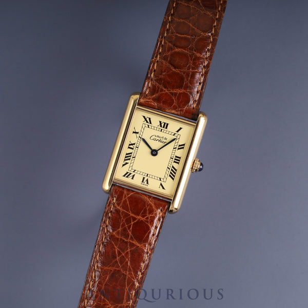 Cartier Must Tank LM 590005 Quartz Cal.90 SV925 Genuine Leather Strap (Slightly Used) Genuine Buckle (GP) Ivory Roman Dial Overhauled