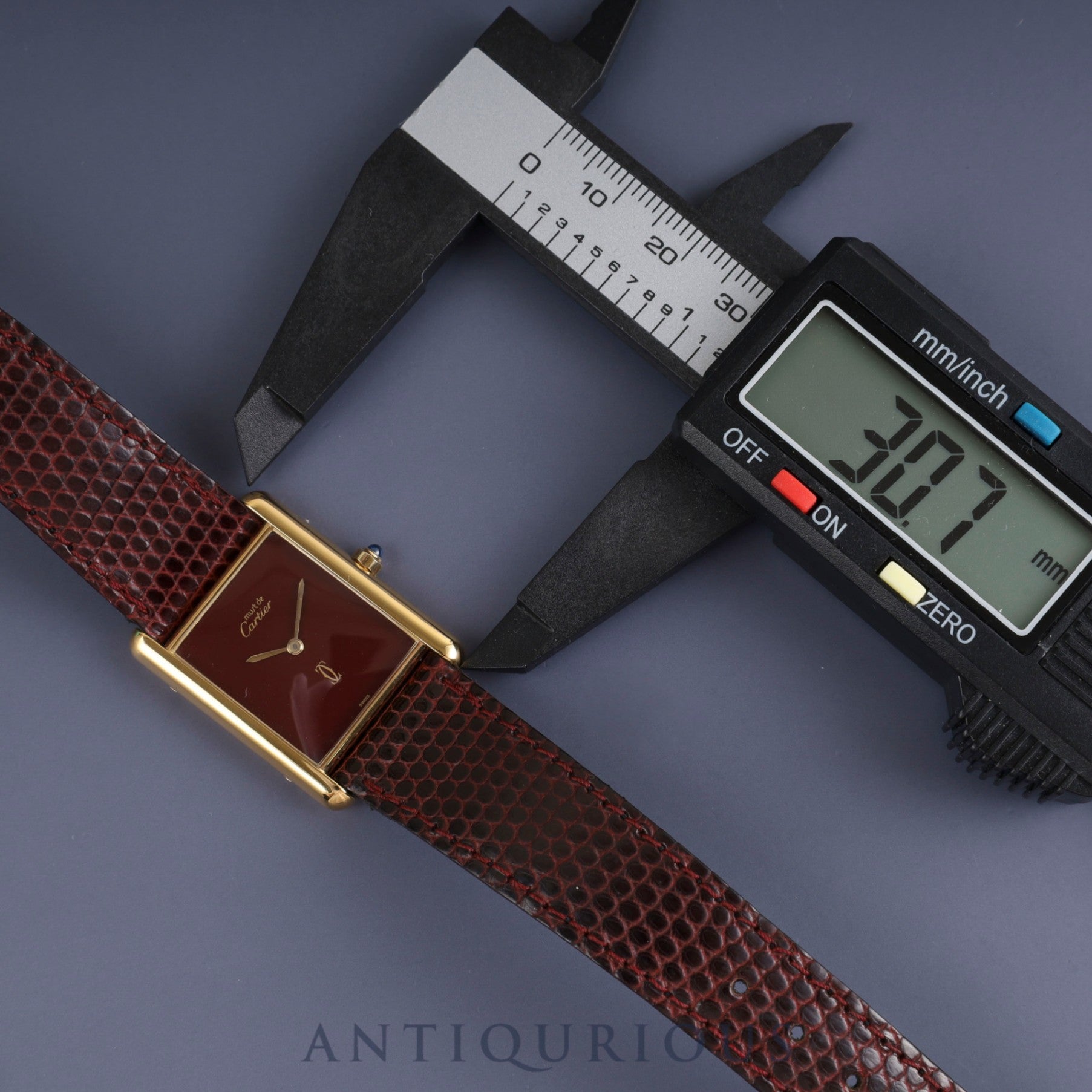 カルティエ マストタンク LM 6 81006 クォーツ Cal.81 SV925 純正革ベルト 純正尾錠(GP) ガーネットダイアル ボルドー文字盤 1982年頃~1995年頃 オーバーホール済み