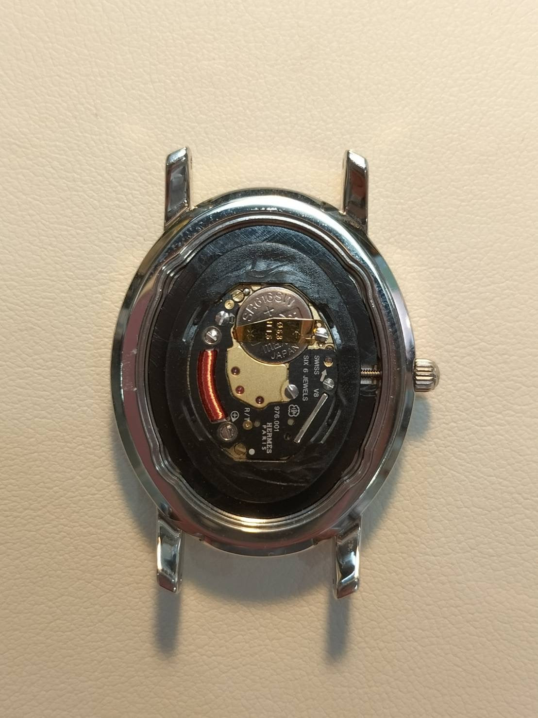 エルメス クリッパー オーバル CO1.520.220 / 3280 クォーツ Cal.976.001 SS/GP ホワイトギョーシェ文字盤 箱 保証書 (2008年)オーバーホール済み