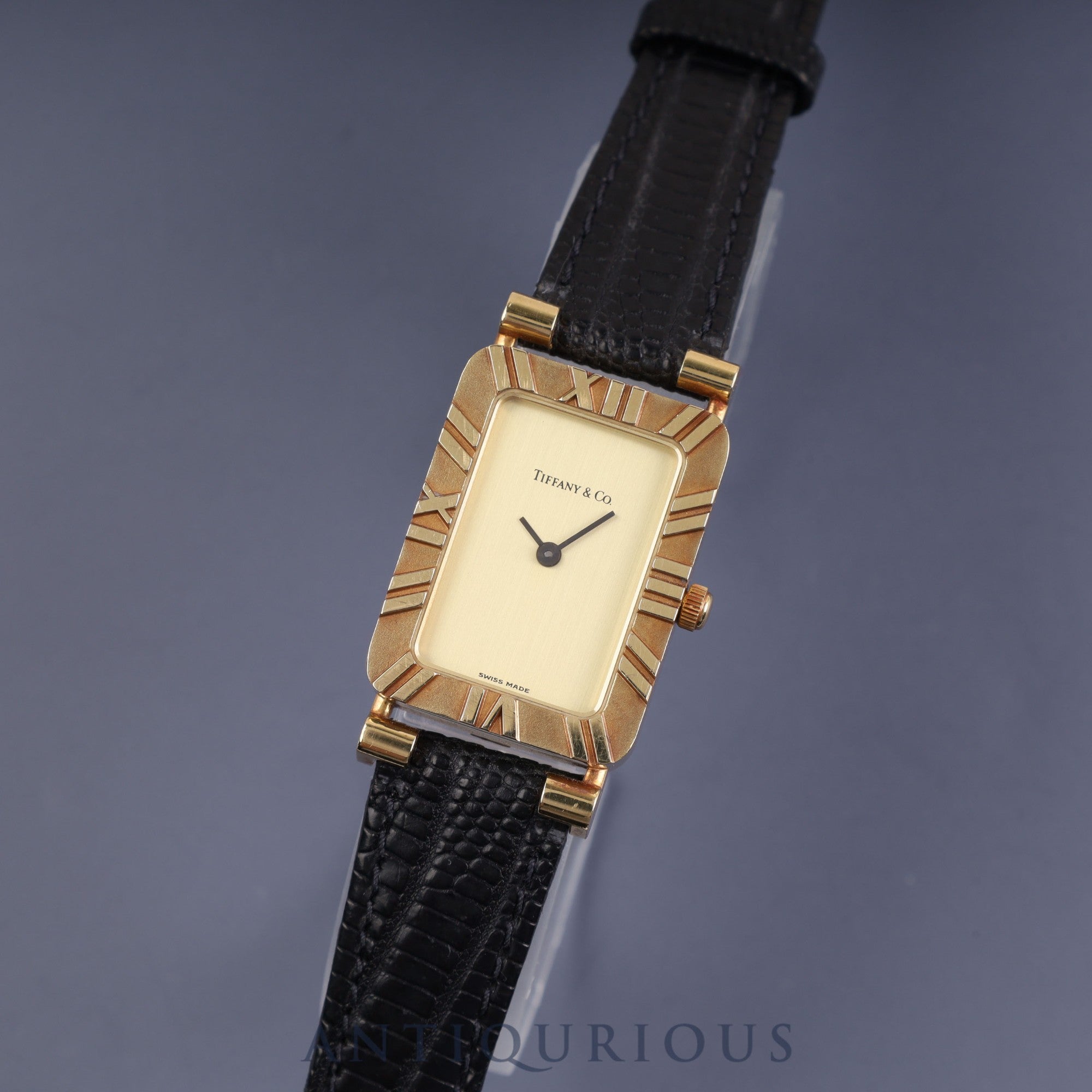 Tiffany Atlas YG CASE Quartz Cal.976 001 YG Leather Champagne Dial Box