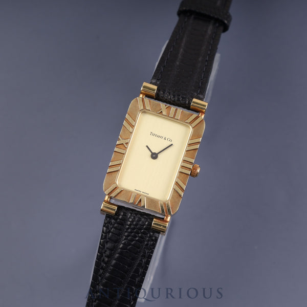 ティファニー アトラス YG CASE クォーツ Cal.976 001 YG 革 シャンパン文字盤 箱