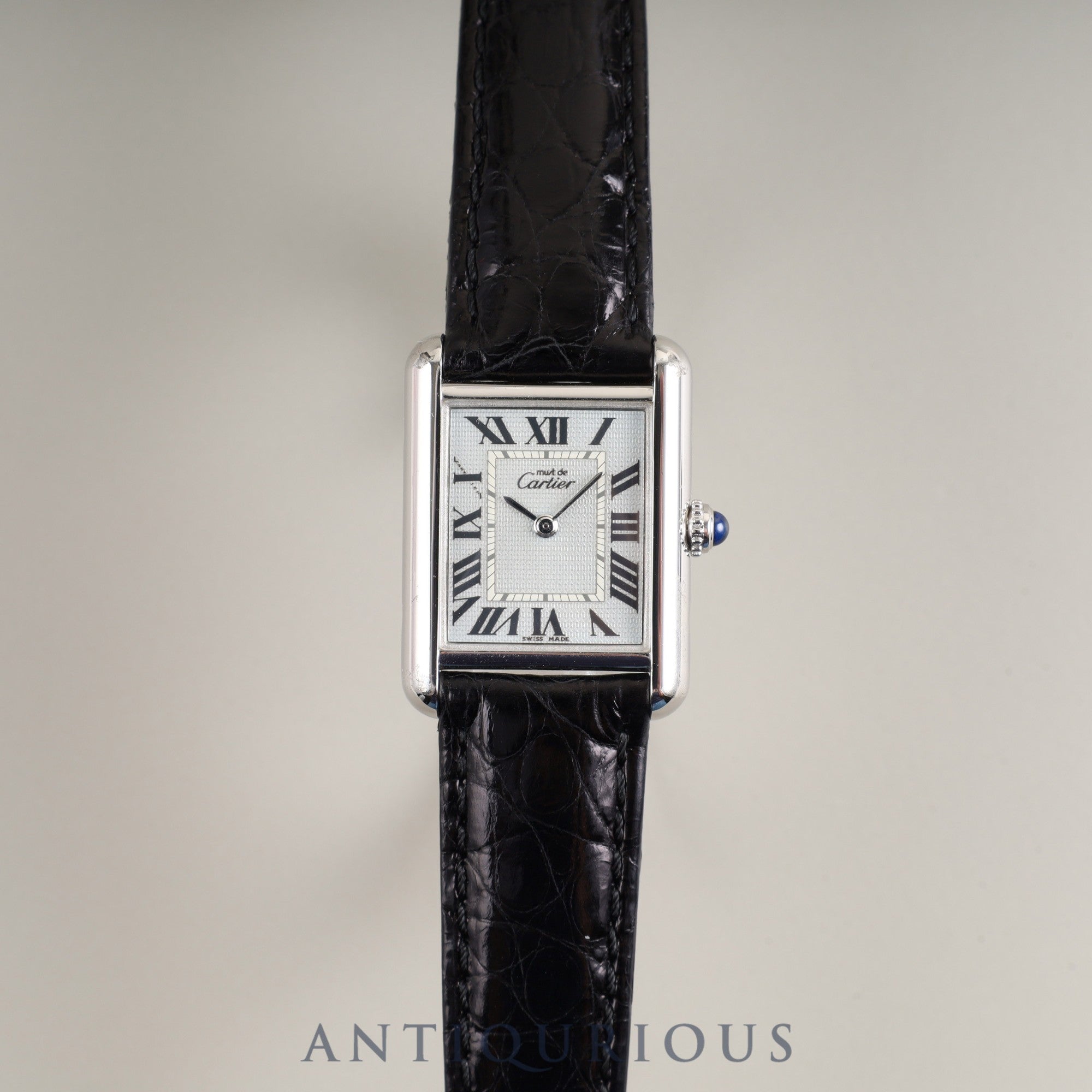 カルティエ マストタンク MM 2416 クォーツ Cal.057 SV925 革 純正Dバックル(SS)シルバーローマン文字盤(2000年クリスマス限定) オーバーホール済み