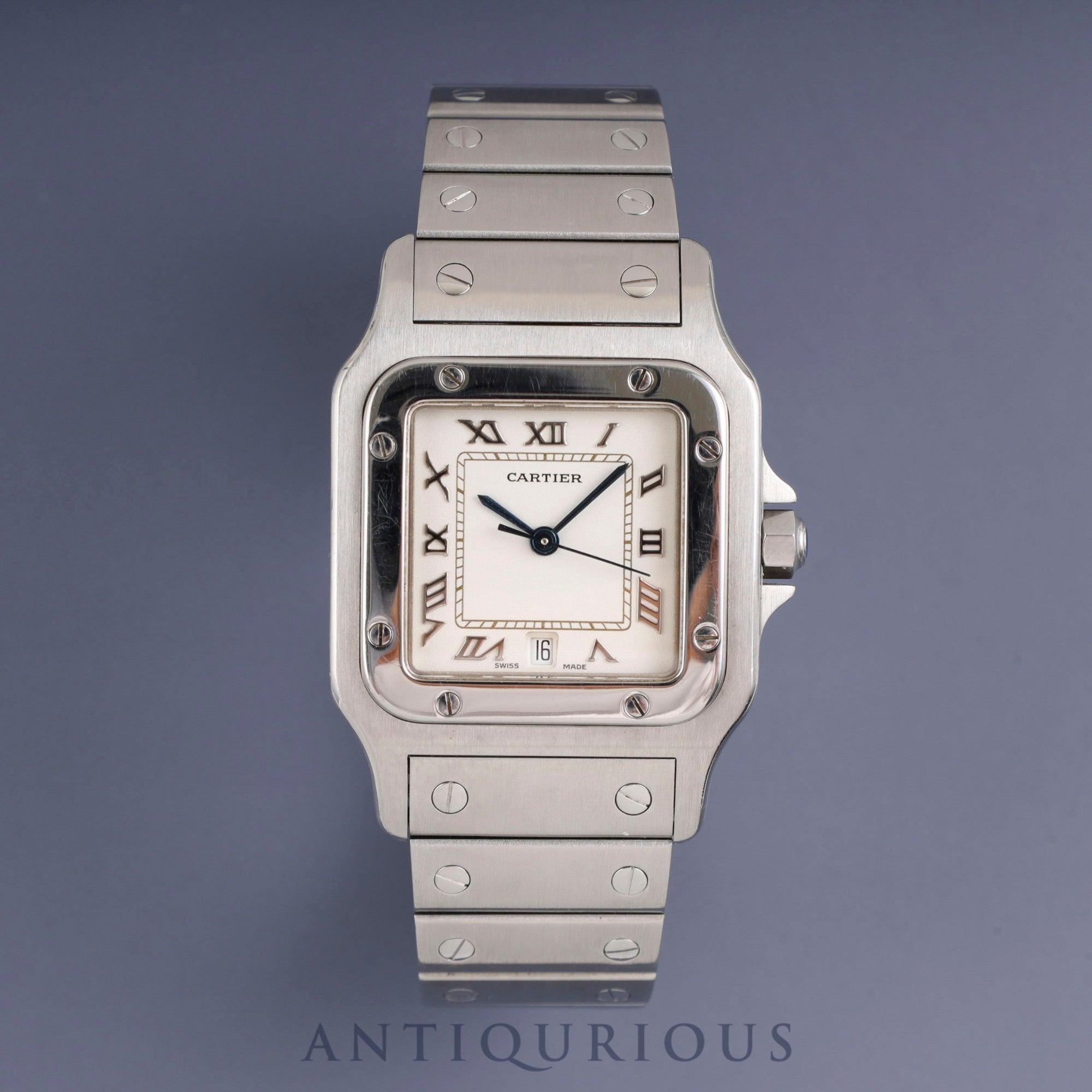 Cartier Santos Galbee LM W20025D6 / 1564 Quartz Cal.87 Stainless Steel Ivory with Silver Roman Dial Overhauled