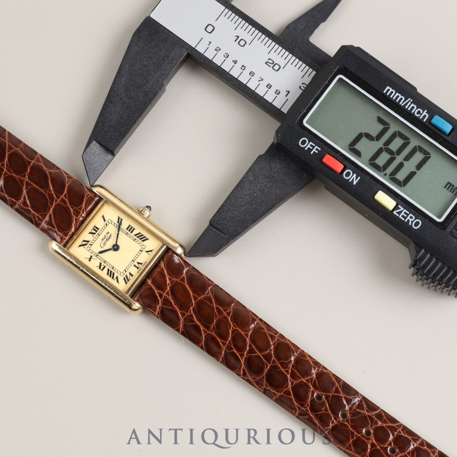 Cartier Must Tank SM 3 66001 Quartz Leather Strap with Genuine GP Buckle, Ivory Roman Dial, Cartier Boutique Complete Service (Full Maintenance)
