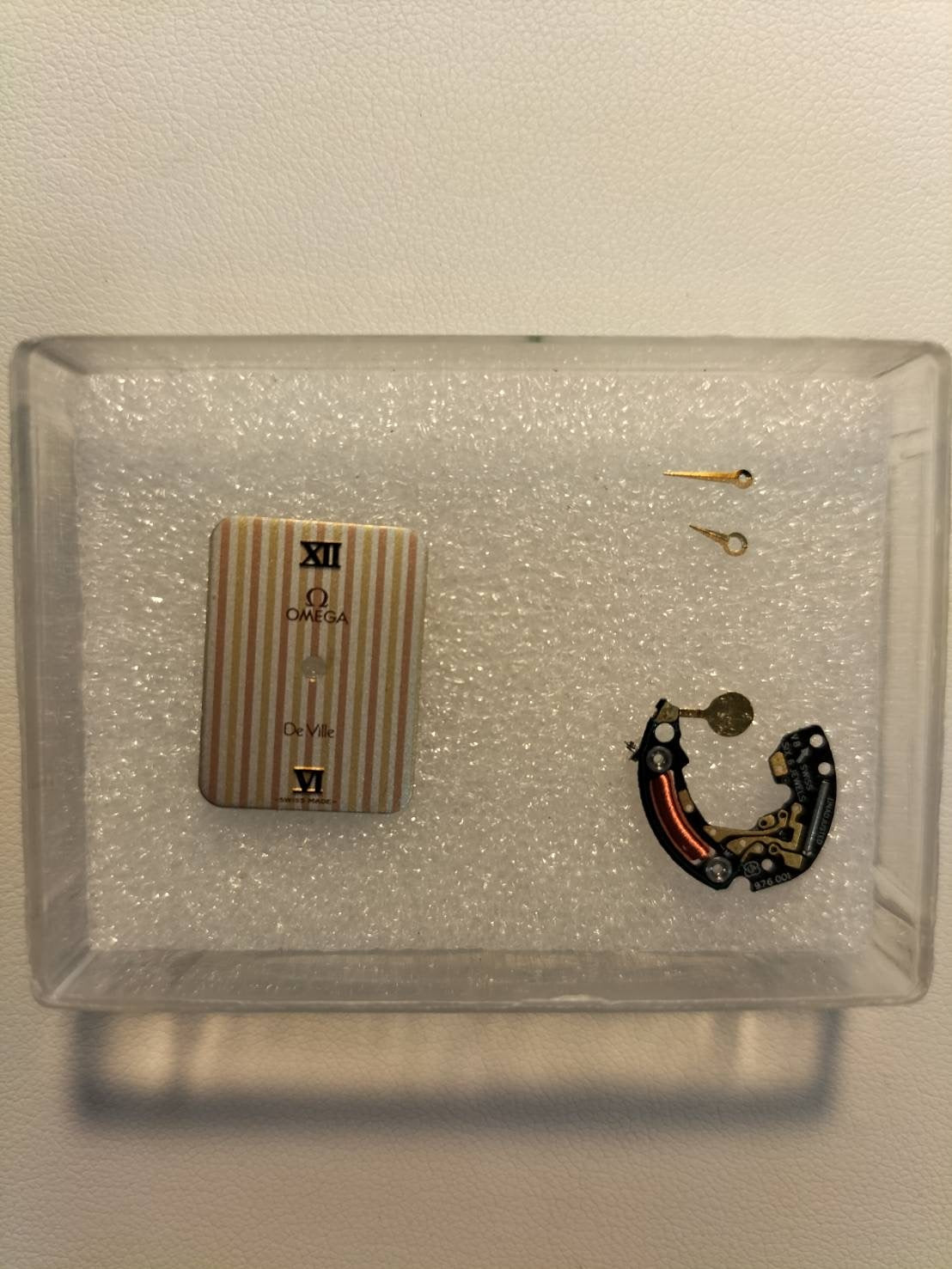 Omega De Ville 595.0084 Quartz Cal.976.001 GP Leather Third-party buckle Gold stripe dial Box Warranty Overhauled
