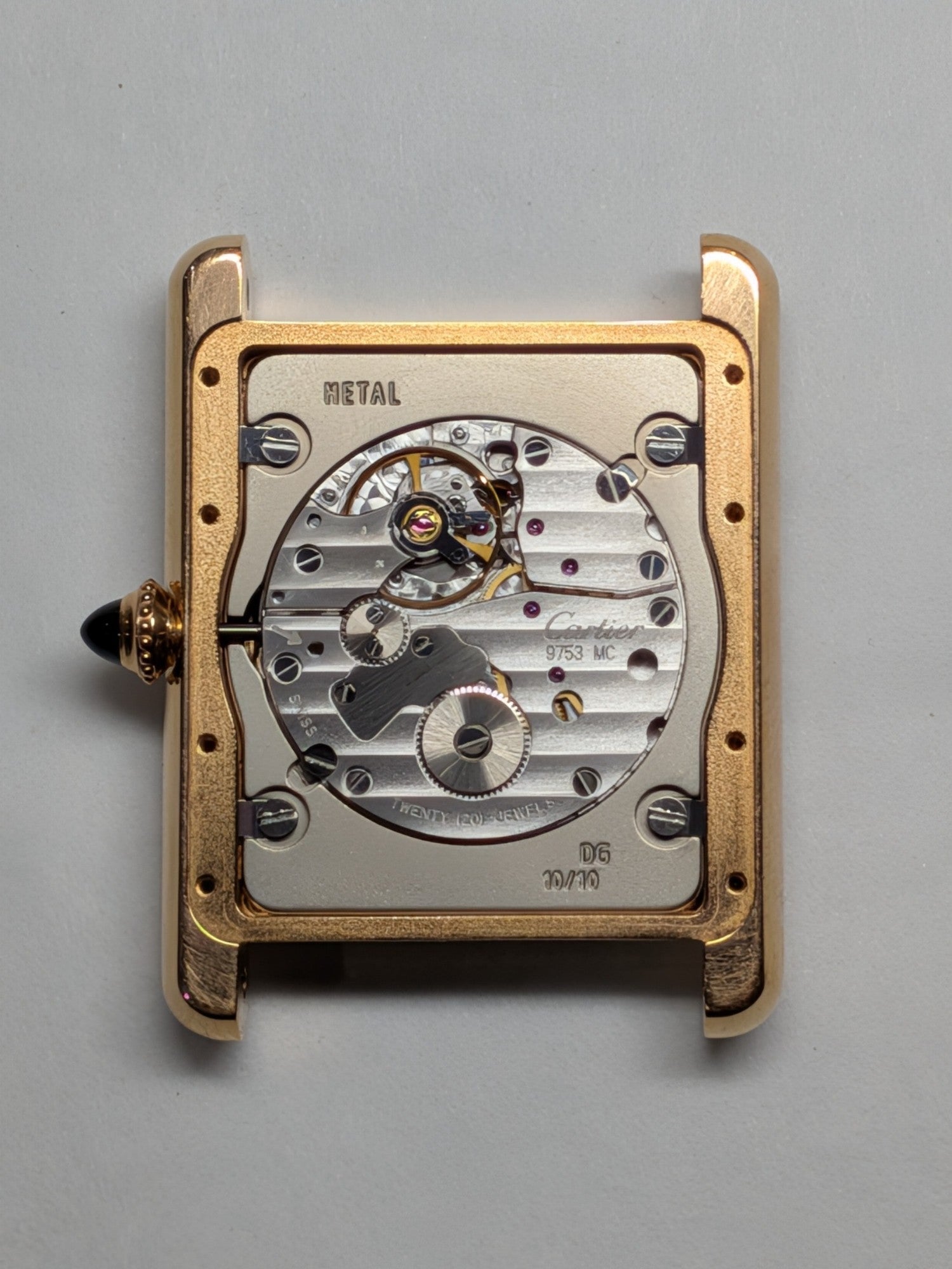 カルティエ タンクルイカルティエ XL マニュアルデイト W1560002/ 3185 手巻き Cal.9753MC 750PG 純正Dバックル(750PG) ギョーシェブラウンローマン文字盤 純正レザーベルト オーバーホール済み