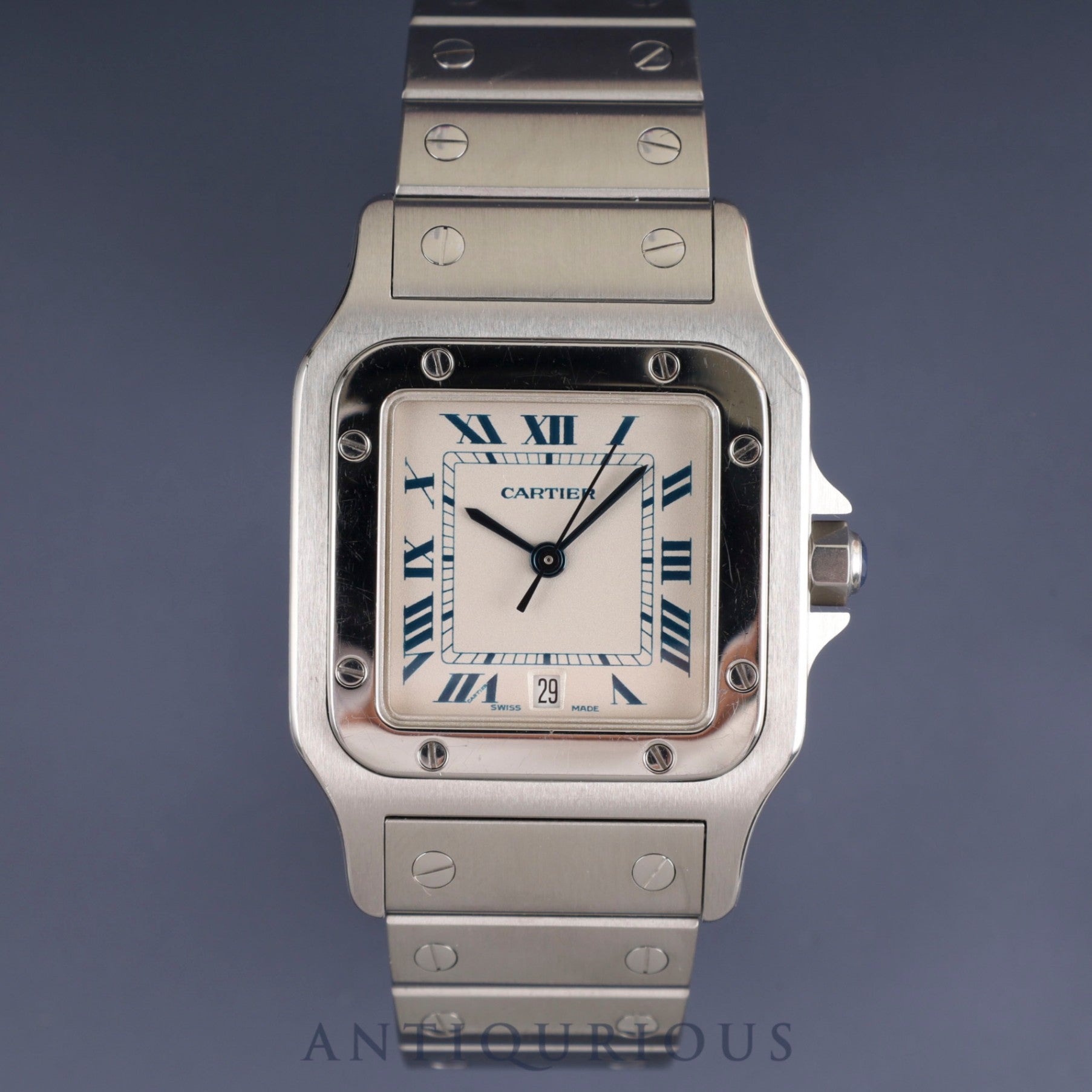 カルティエ サントス ガルベ LM W20018D6/1564 クォーツ Cal.687 SS SS ホワイトローマン文字盤 オーバーホール済み