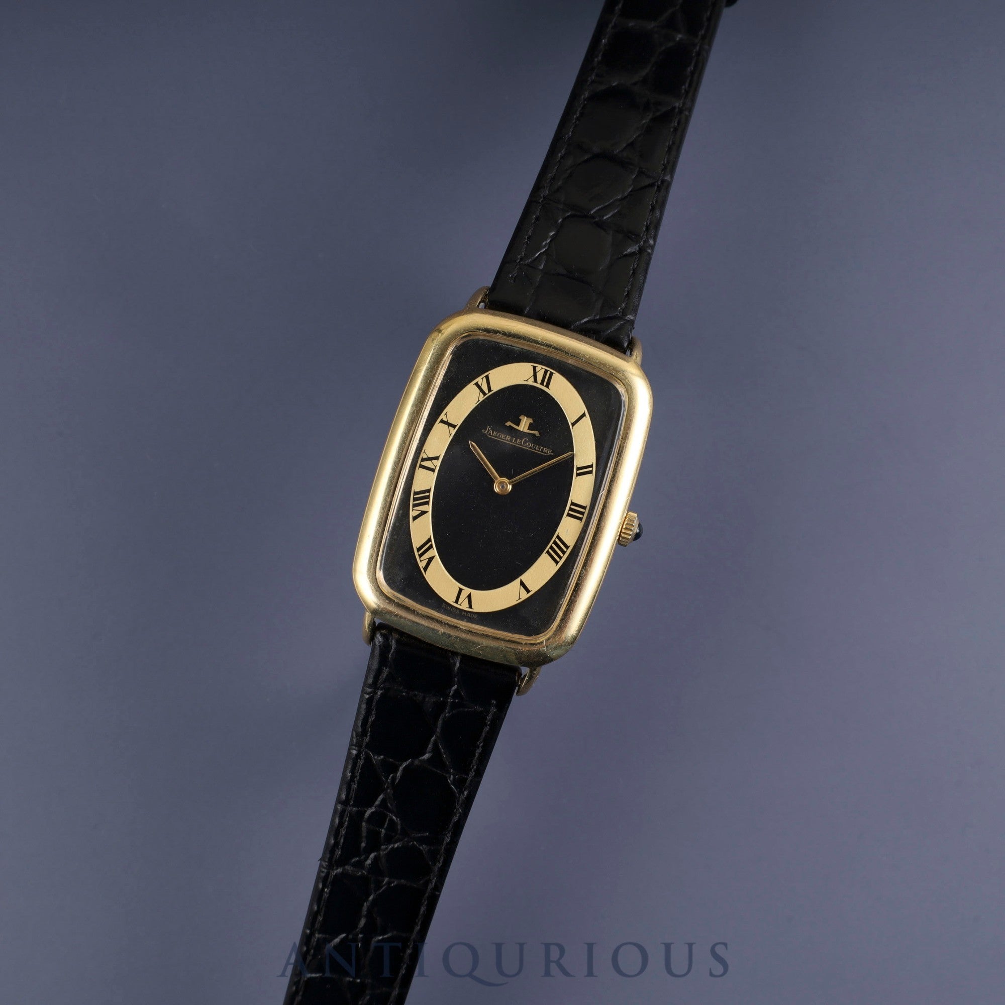 Jaeger-LeCoultre Rectangular Vogue 904321 Manual winding Cal.818/2 750YG Leather Third party buckle (GP) Black dial Overhauled