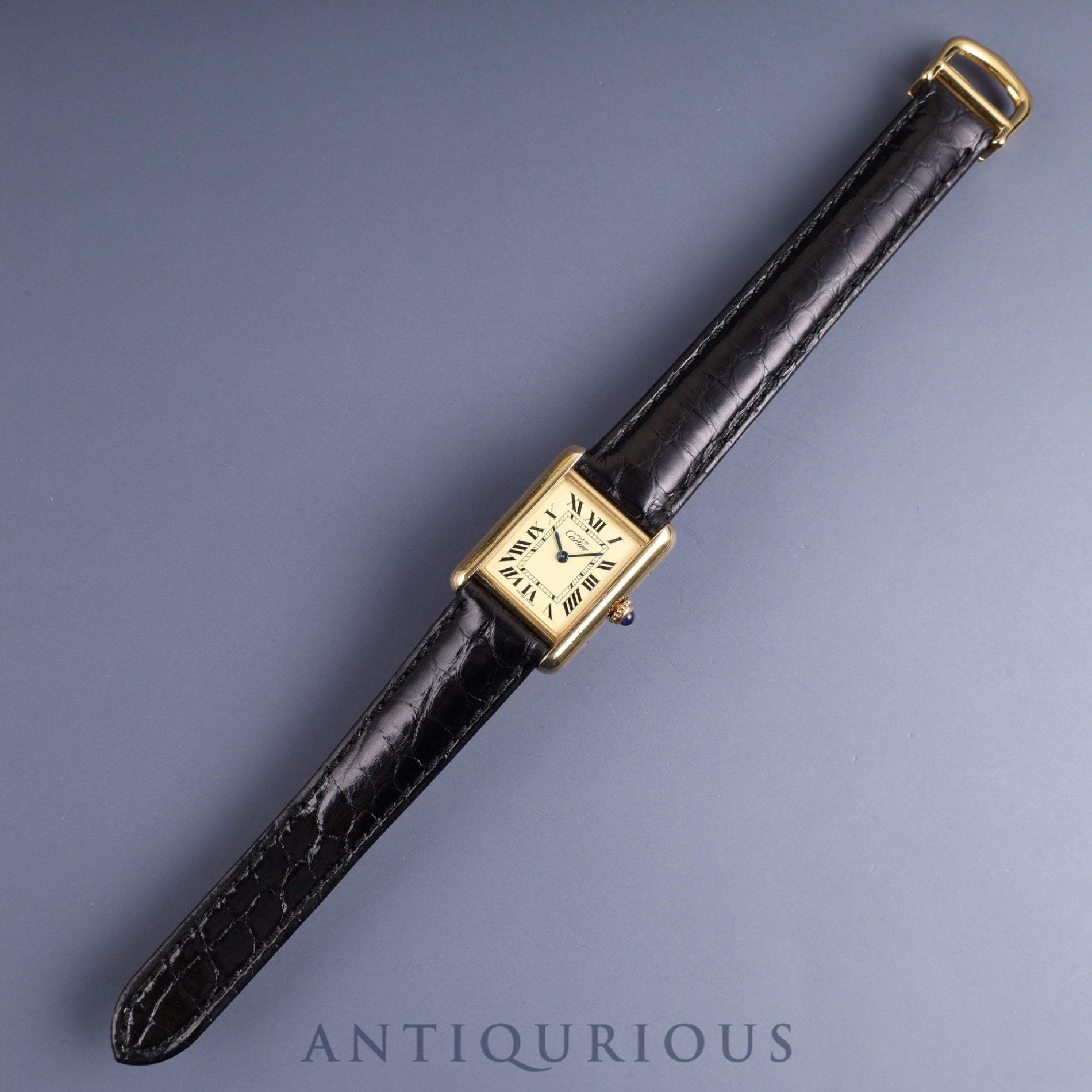 Cartier Must Tank MM W1017354 / 2415 Quartz Cal.057 SV925 Leather Genuine D-buckle (GP) Ivory Roman dial Overhauled