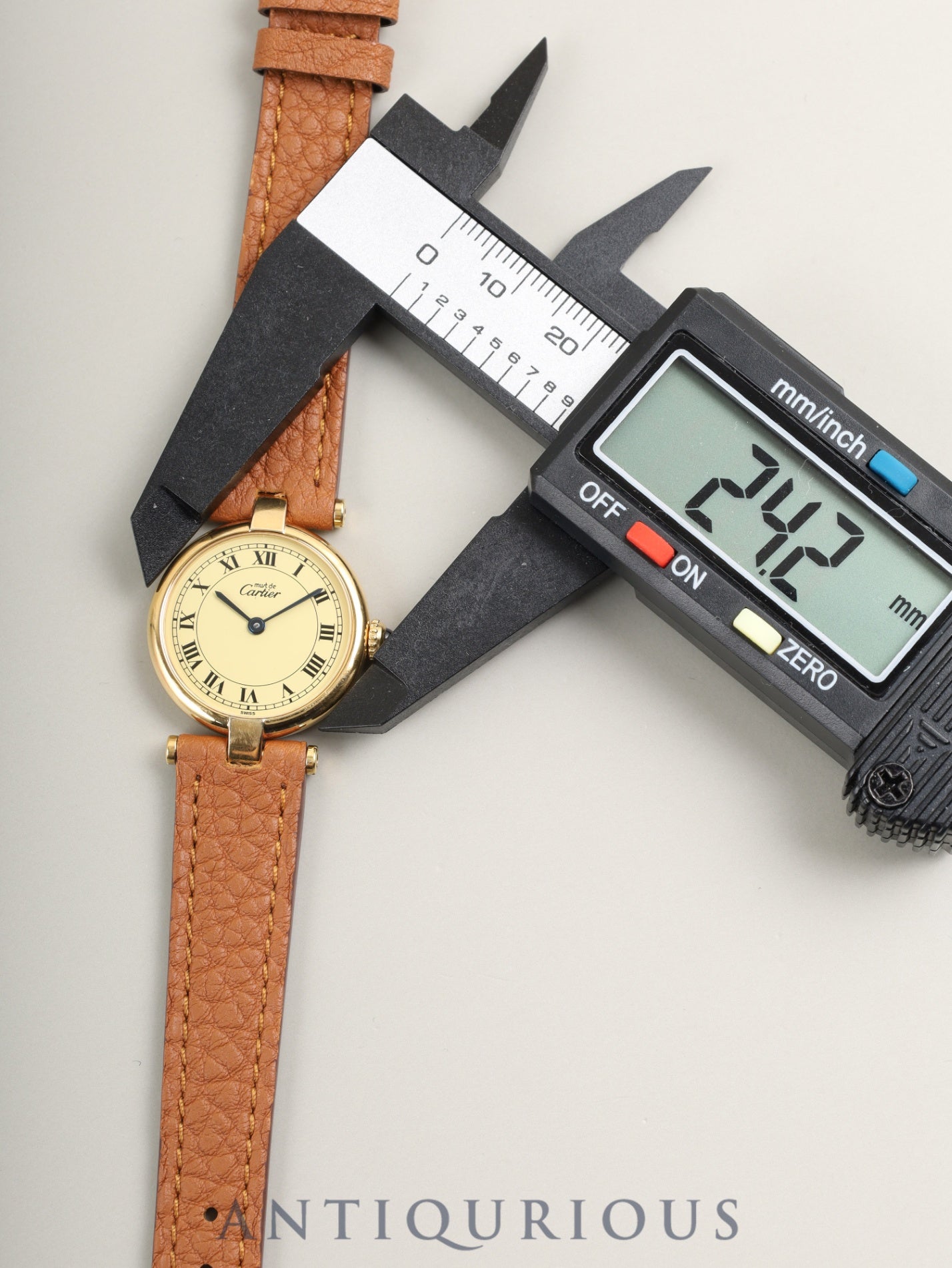 カルティエ マスト ヴァンドーム VLC SM 590004 クォーツ Cal.90 SV925 革 純正尾錠(GP)アイボリーローマン文字盤 オーバーホール済み