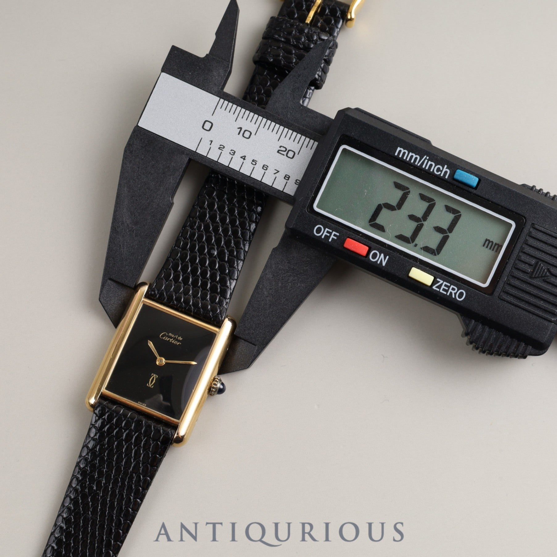 Cartier Must Tank LM Manual Winding Cal.78-1 SV925 Leather Genuine Buckle (GP) Black Onyx Dial Box