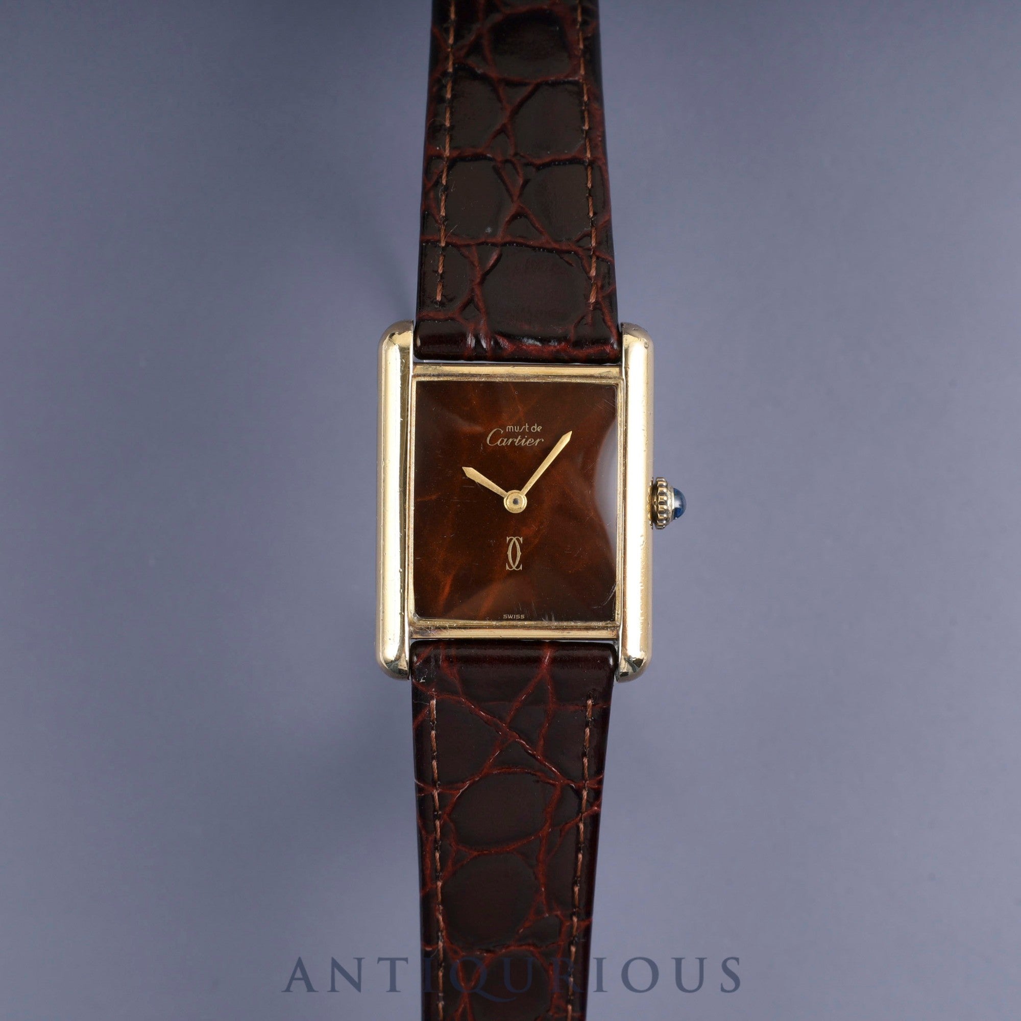 Cartier Must Tank LM Manual winding Cal.78-1 SV925 Leather Genuine buckle (GP) Mahogany dial Overhauled