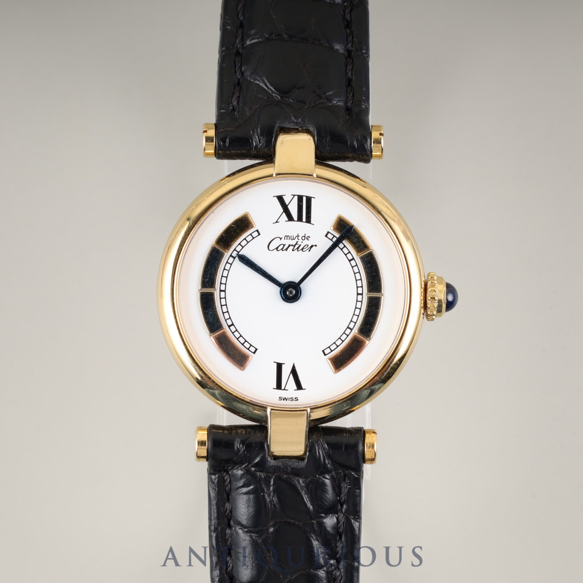 カルティエ マスト ヴァンドーム VLC SM W1006554 / 590004 クォーツ Cal.90 SV925 革 純正Dバックル(GP) サイドトリニティ文字盤 冊子 保証書(1994年)オーバーホール済み