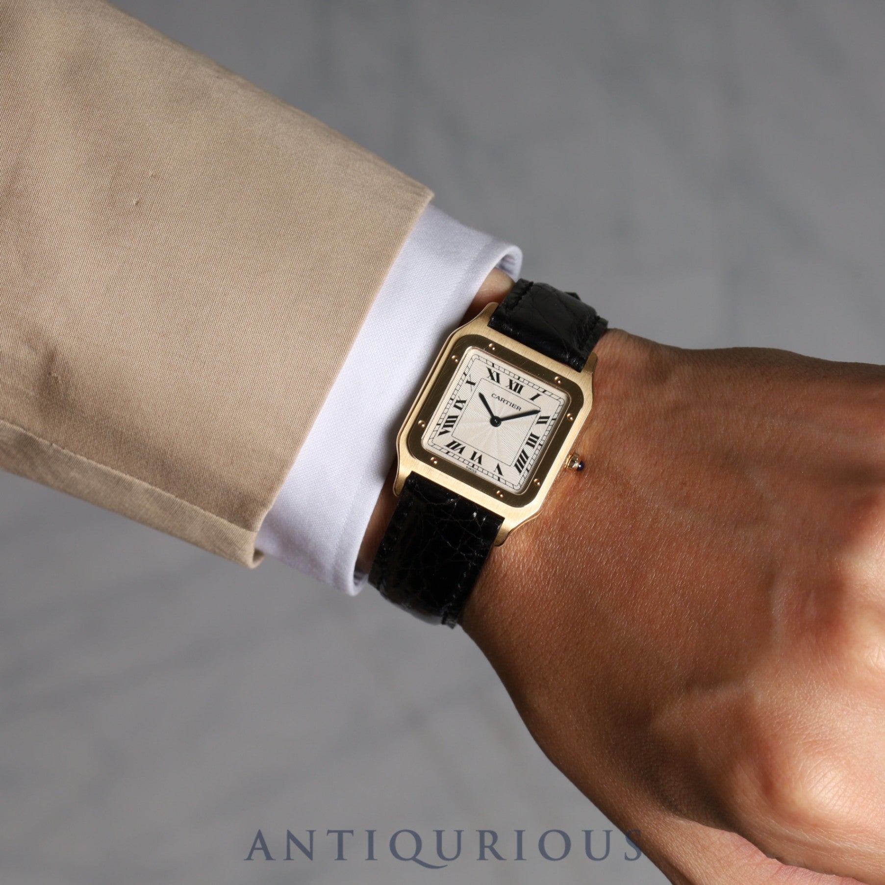 Cartier Santos Dumont Extra Slim W1505453 Manual winding Cal.21MC 750YG Leather Genuine buckle (750) Guilloché Ivory dial Box