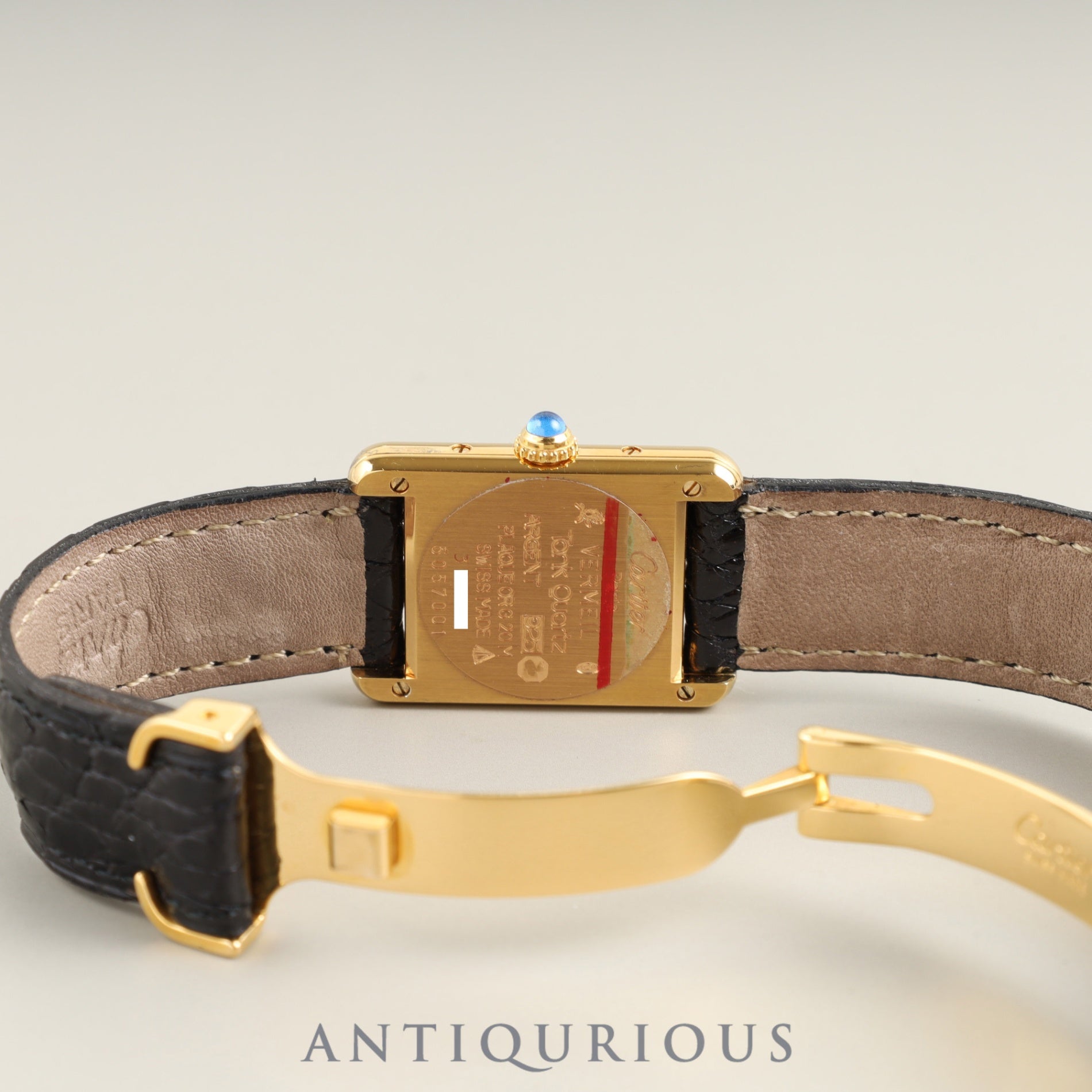 Cartier Must Tank SM 5057001 Quartz Cal. 057 SV925 Genuine Leather Strap Genuine D Buckle (GP) Arabic Dial Box Booklet Overhauled