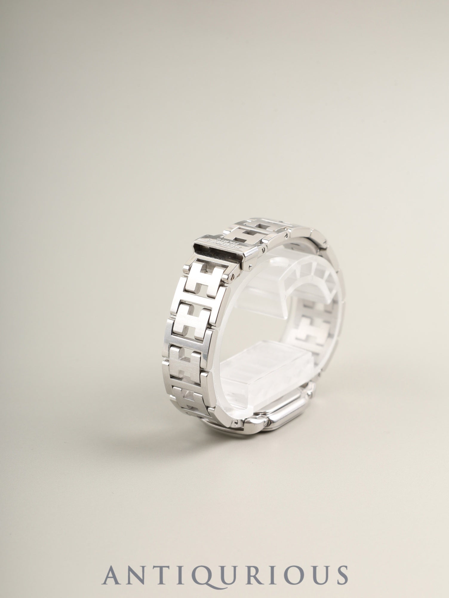 Hermes Rallye RA1.210 Quartz Cal.976.001 Stainless Steel Gray Dial Box Booklet Warranty Card Overhauled