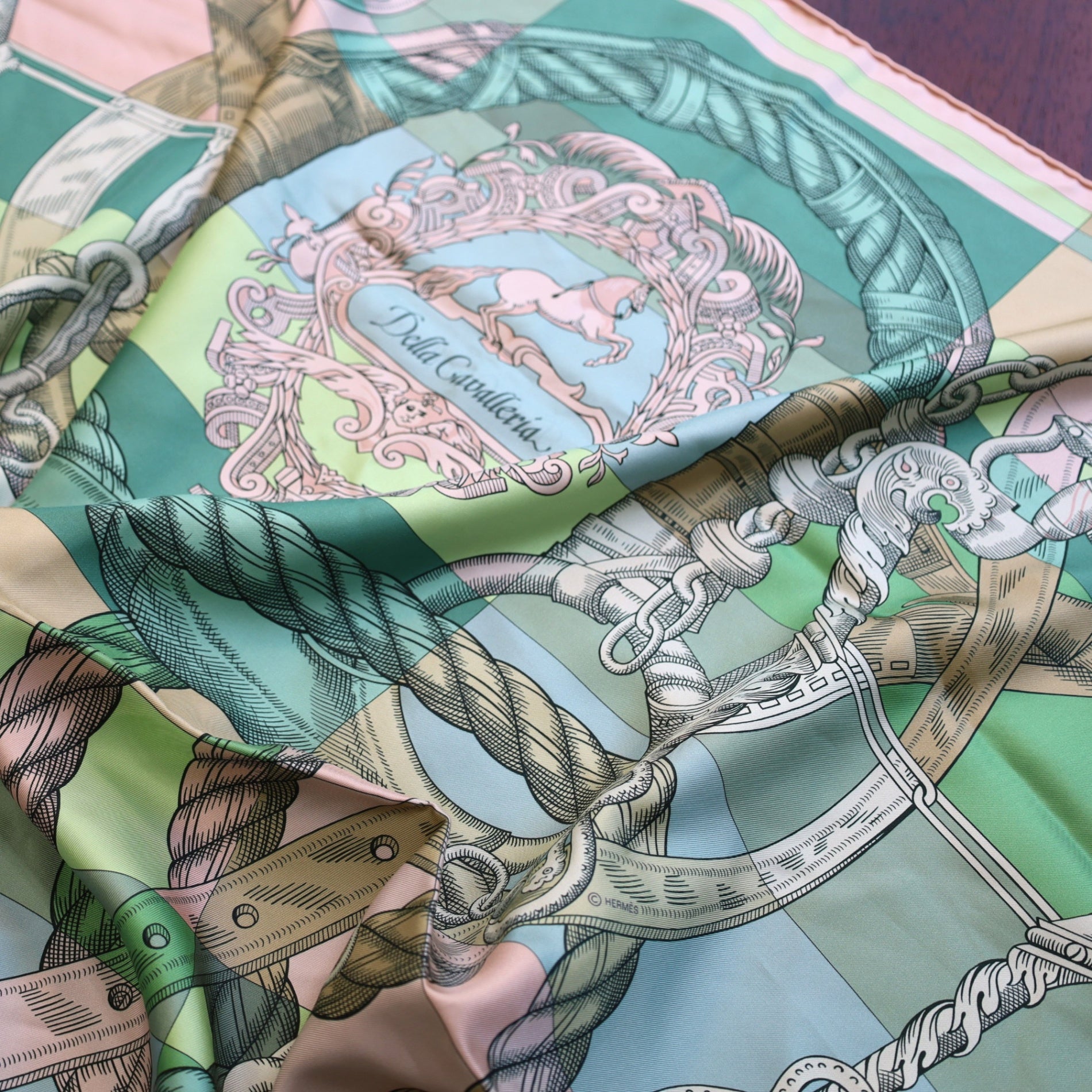 エルメス スカーフ カレ90 デッラ カヴァッレリア SILK100%