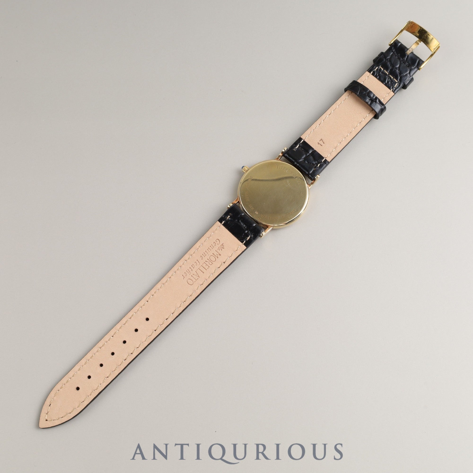 Tiffany Round Classic 60-501 Quartz 14KYG Leather Genuine Buckle (GP) Gold Dial Box