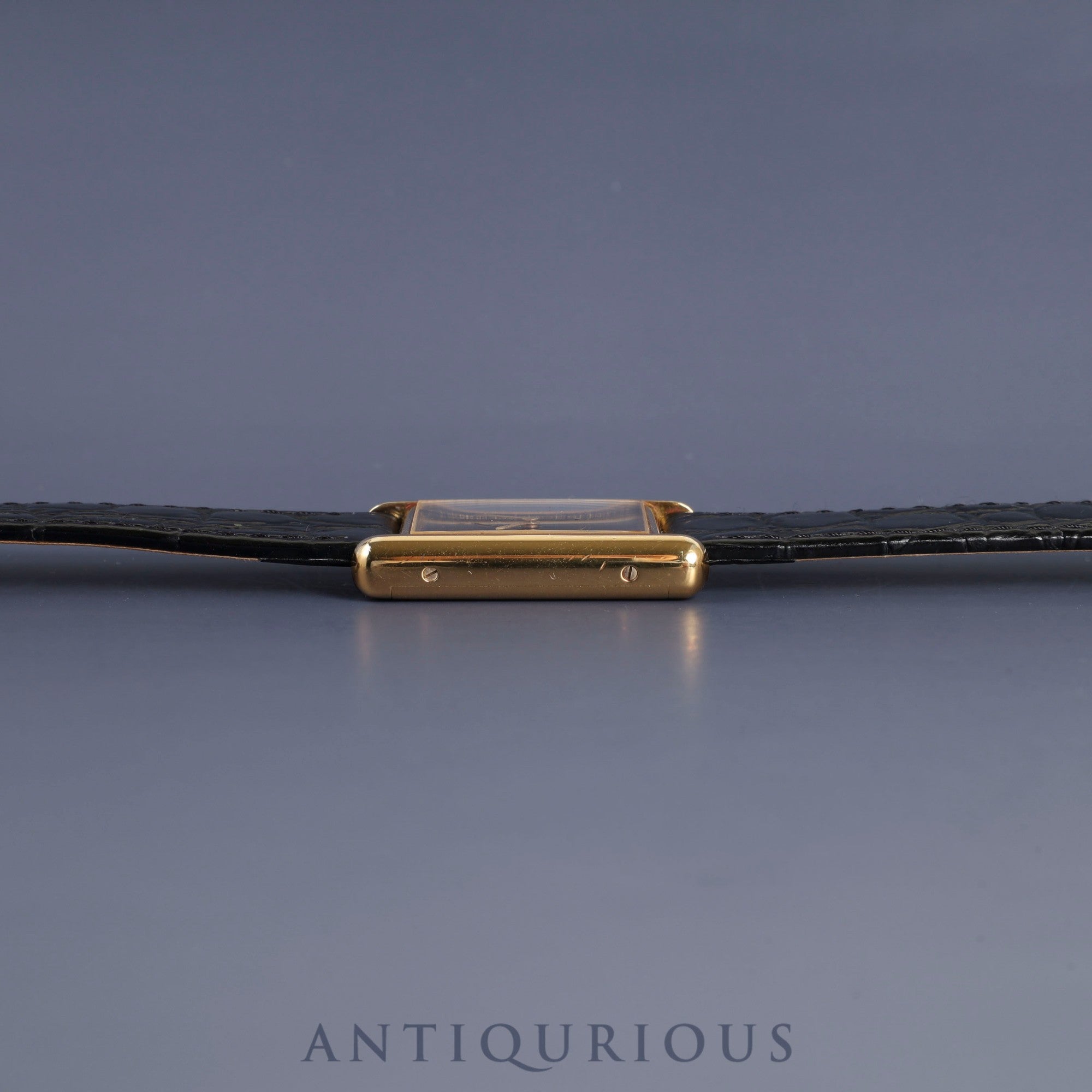 カルティエ マストタンク LM 手巻き Cal.78-1 SV925 革 純正尾錠(GP) ブラックオニキス文字盤 オーバーホール済み