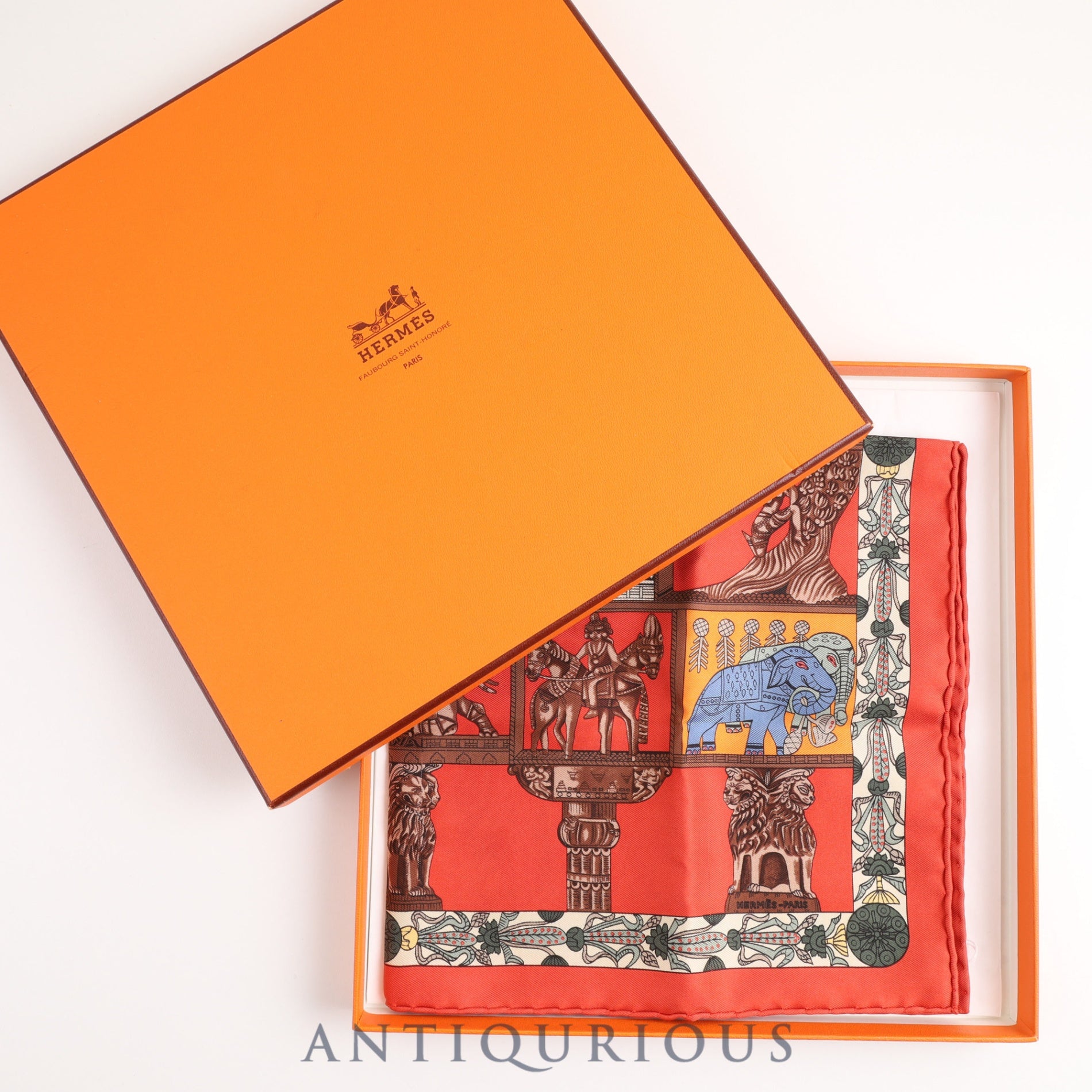 Hermes scarf Carre 45 Tower gate SILK 100% box 東京銀座の