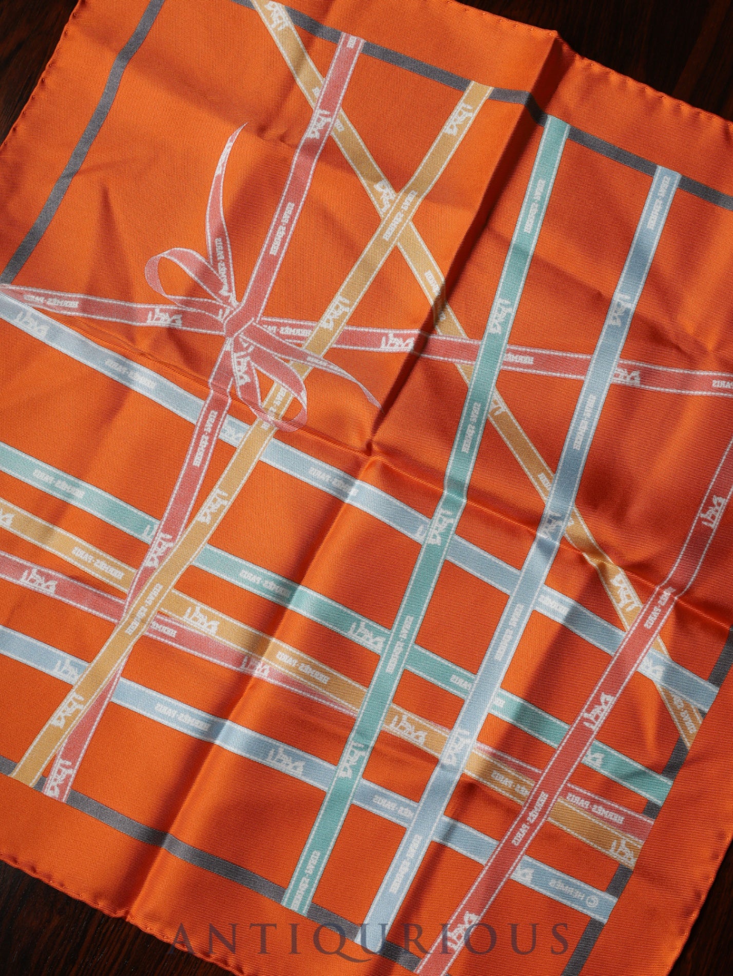 Hermès Scarf Carre 45 Bolduc au Carré Bolduc Check 100% Silk