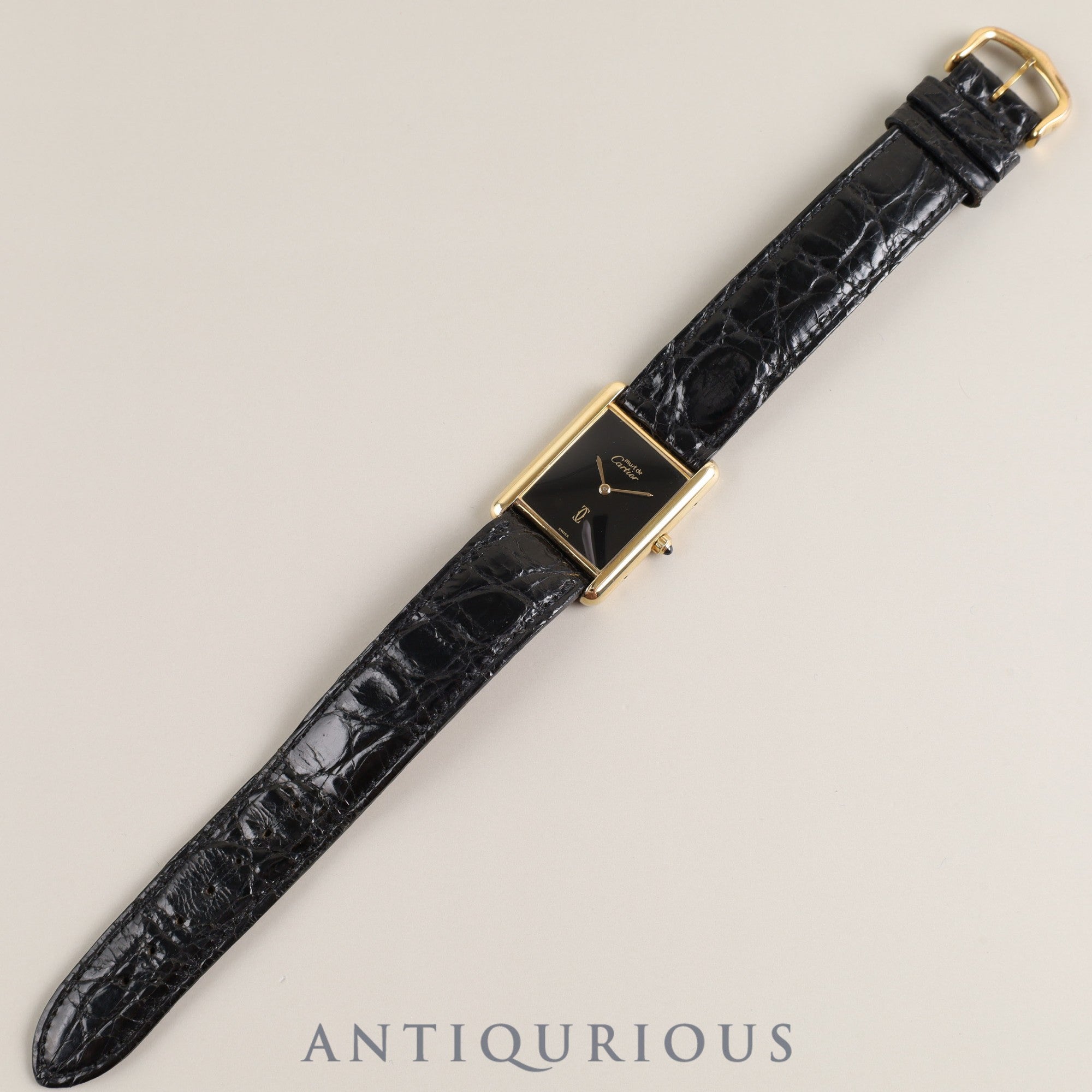 Cartier Must Tank LM 6 81006 Quartz Cal.81 SV925 Genuine leather strap Genuine buckle (GP) Black onyx dial Overhauled