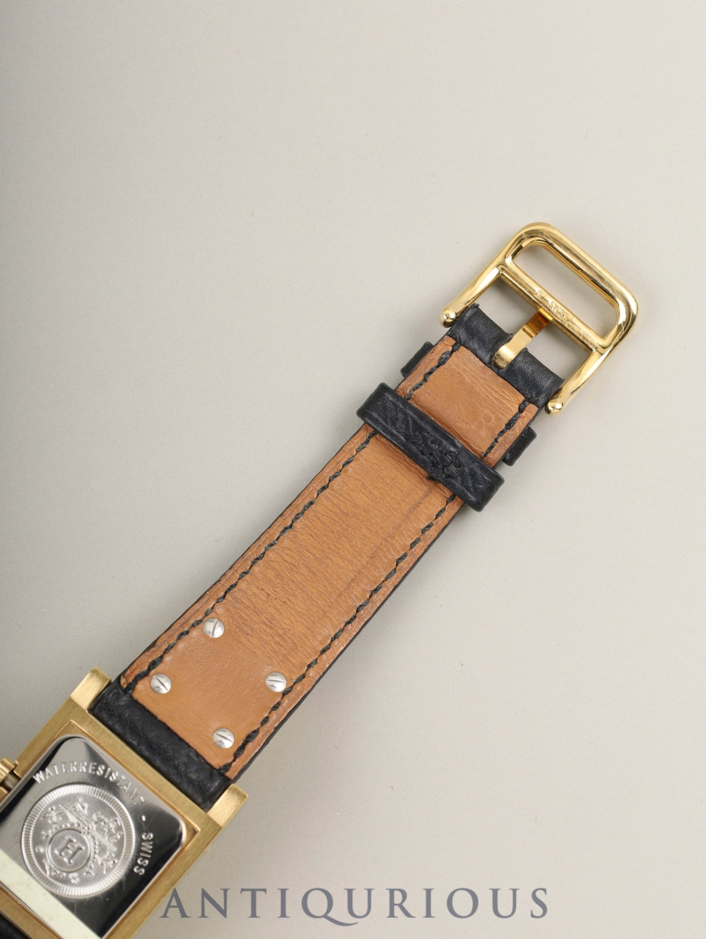 エルメス メドール 11.01 クォーツ Cal.976.001 GP 純正革ベルト(◯Y刻印:1995年) 純正ピンバックル(GP) ホワイト文字盤 箱 冊子 タグ 保証書(1995年)オーバーホール済み