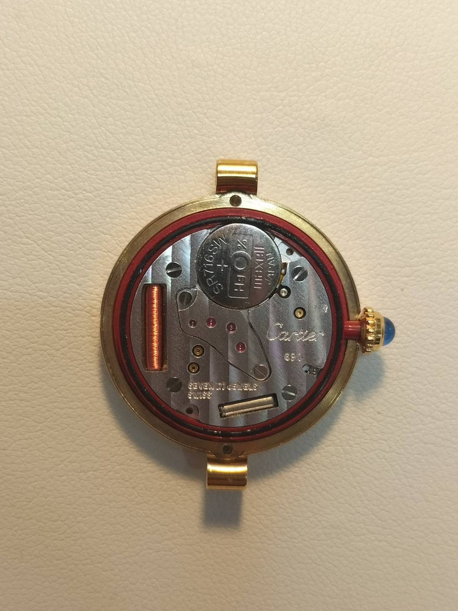 カルティエ マスト ヴァンドーム VLC SM 590004 クォーツ Cal.690 SV925 革 純正尾錠(GP)アイボリー4点ローマン文字盤 箱 冊子 保証書(1993年)オーバーホール済み