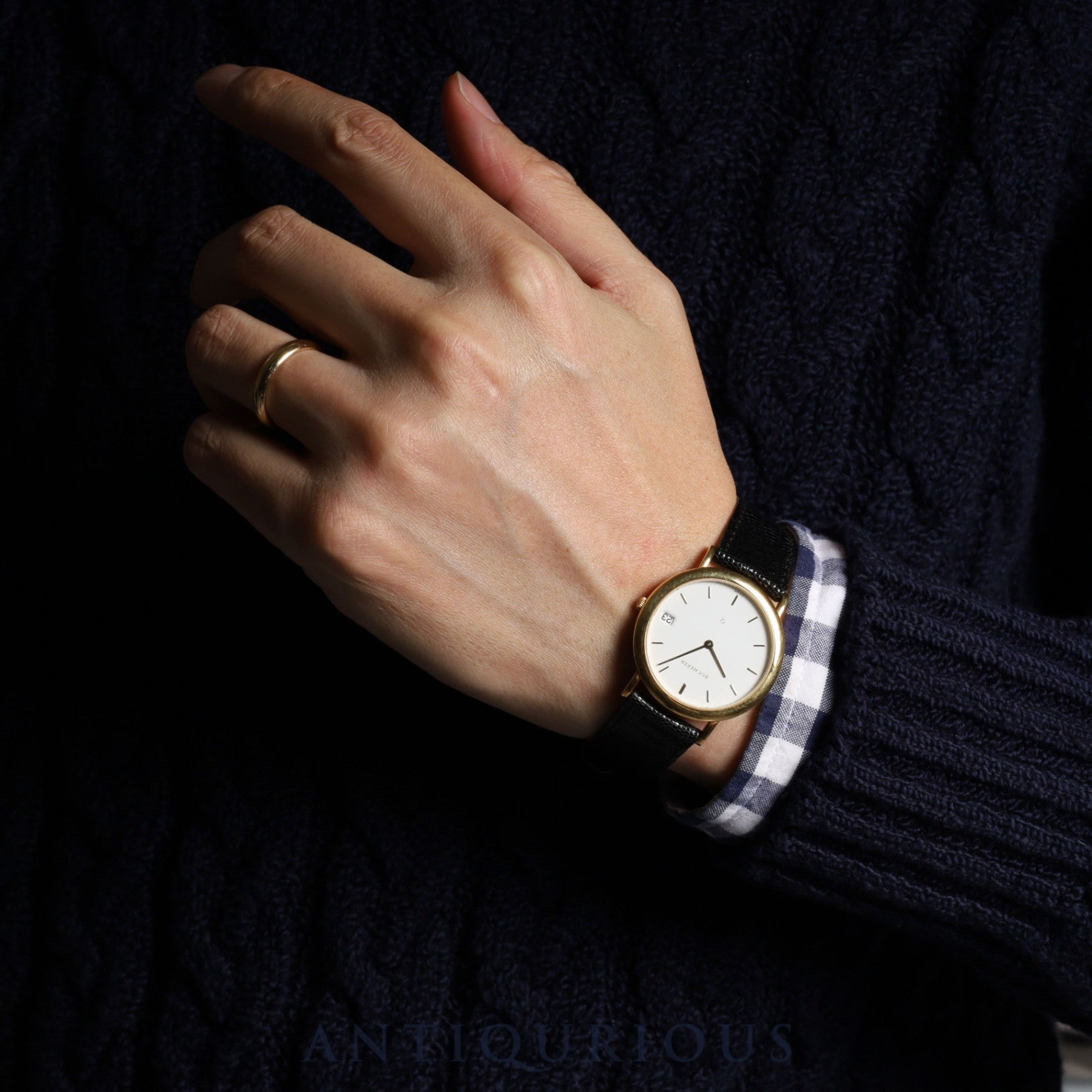 Bucherer Bucherer Round 255.020 Quartz ETA255.111 YG Genuine leather strap Genuine buckle (GP) White dial 32.0mm