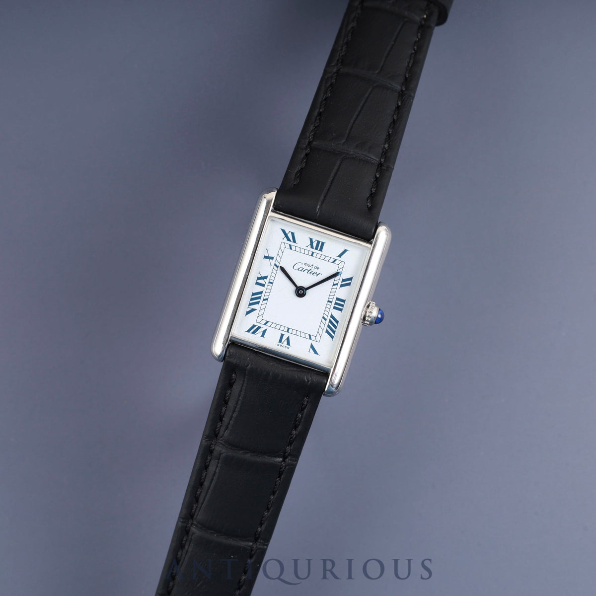 Cartier Must Tank LM 681006 Quartz Caliber 81 SV925 Leather Strap with Genuine Stainless Steel Buckle, White Roman Dial, Circa 1982-1995, Overhauled and Finished to Like New
