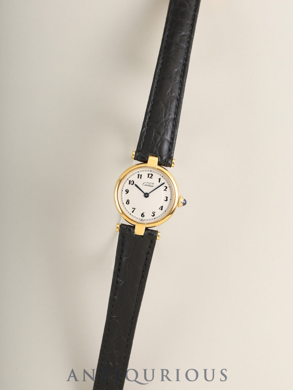 Cartier Must Vendome VLC SM W1002154 / 590004 Quartz Cal.690 SV925 Leather Genuine Deployant Buckle (GP) Arabic Dial (SWISS marking) Overhauled