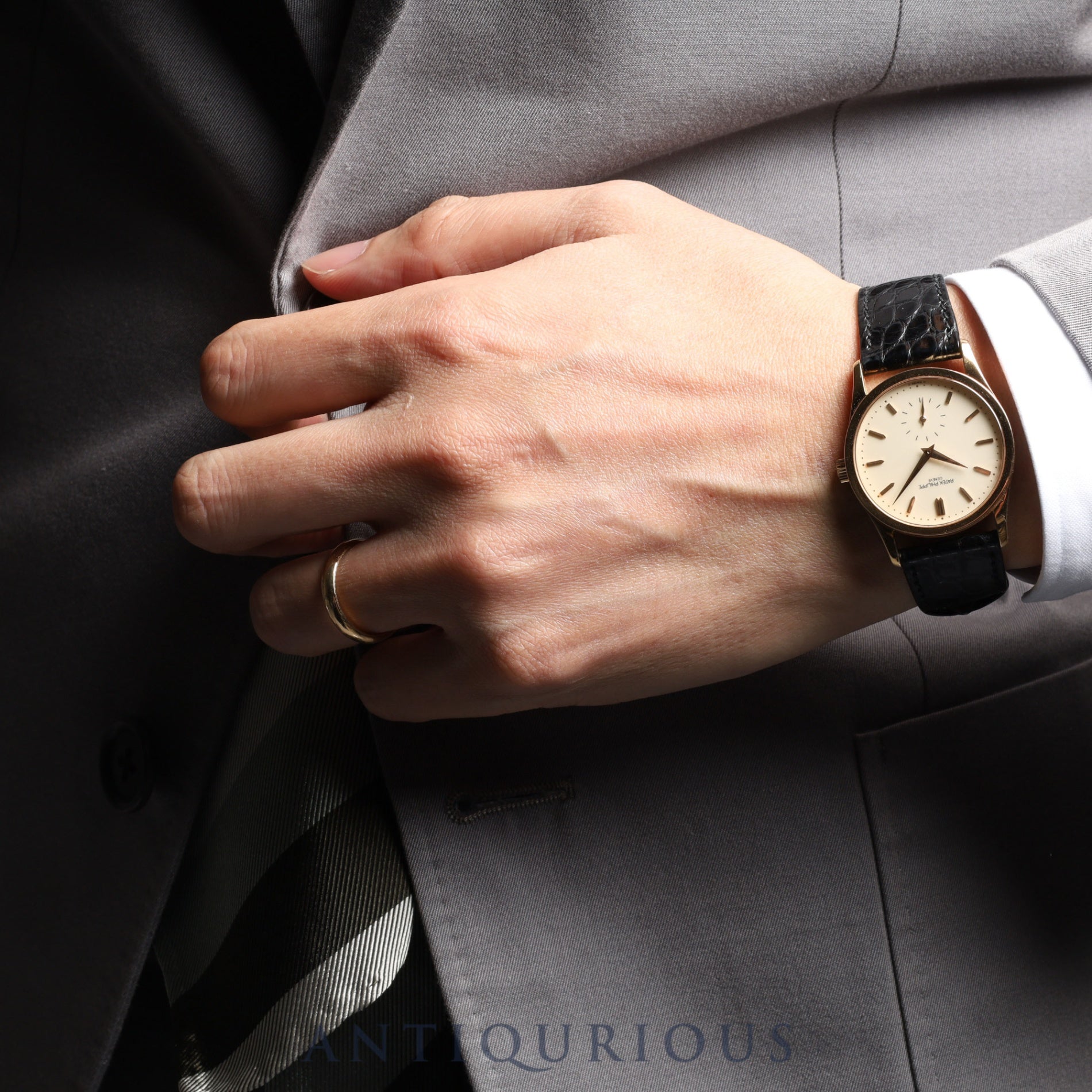 パテック・フィリップ カラトラバ 3796 手巻き Cal.215 PG 純正革ベルト 純正バックル(750)アイボリー文字盤