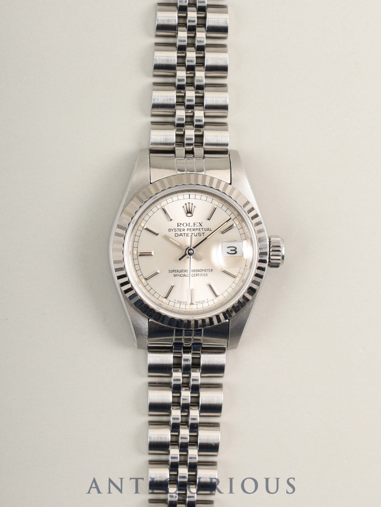 ロレックス デイトジャスト レディ 69174 自動巻き Cal.2135 SS/WG SS シルバー文字盤 箱 冊子 保証書(1989年)オーバーホール済み