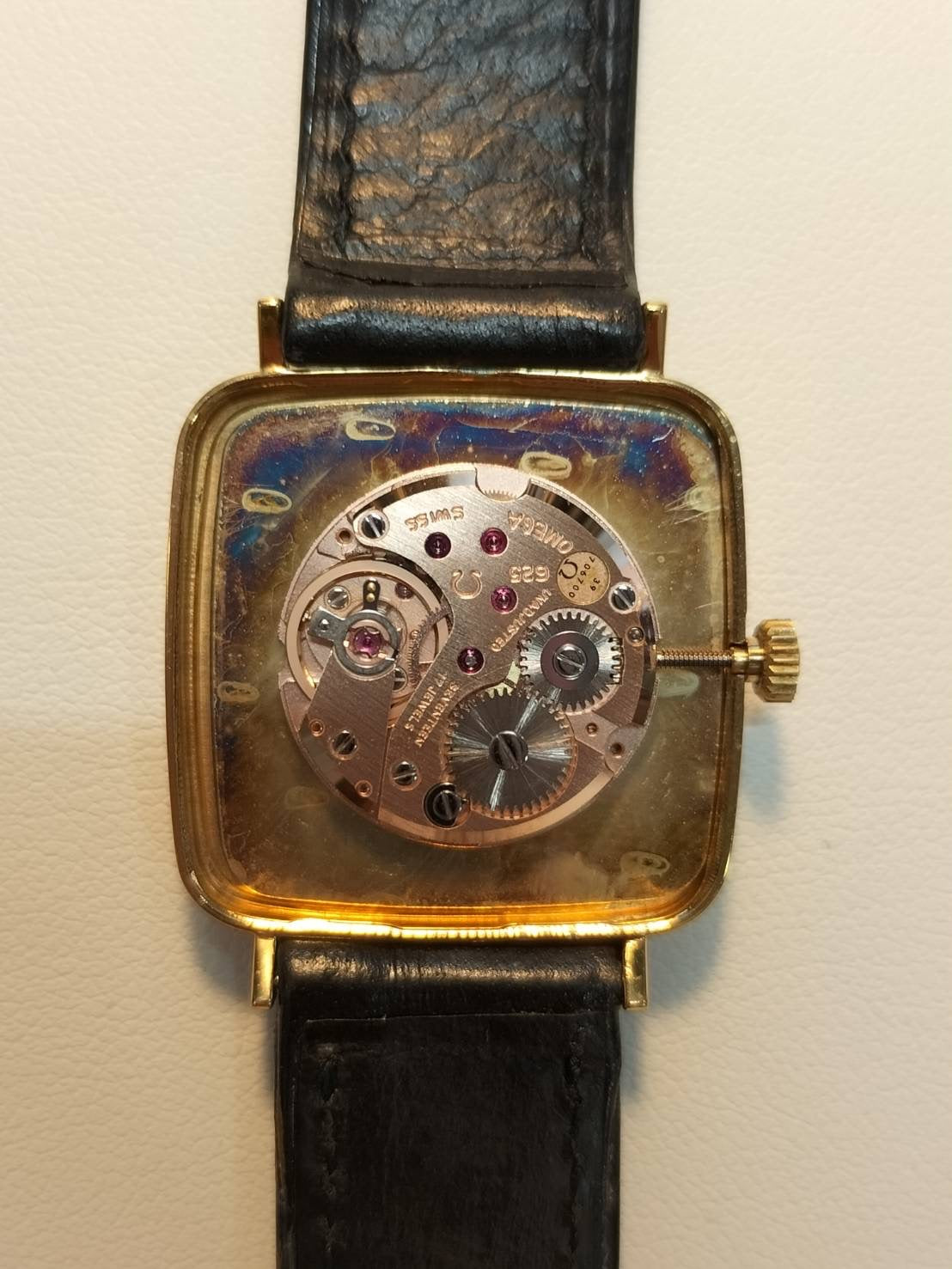 Omega De Ville 511.0415 Square Manual Winding Cal.625 GP Original Leather Strap Original Pin Buckle (GP) Champagne Dial Box Overhauled