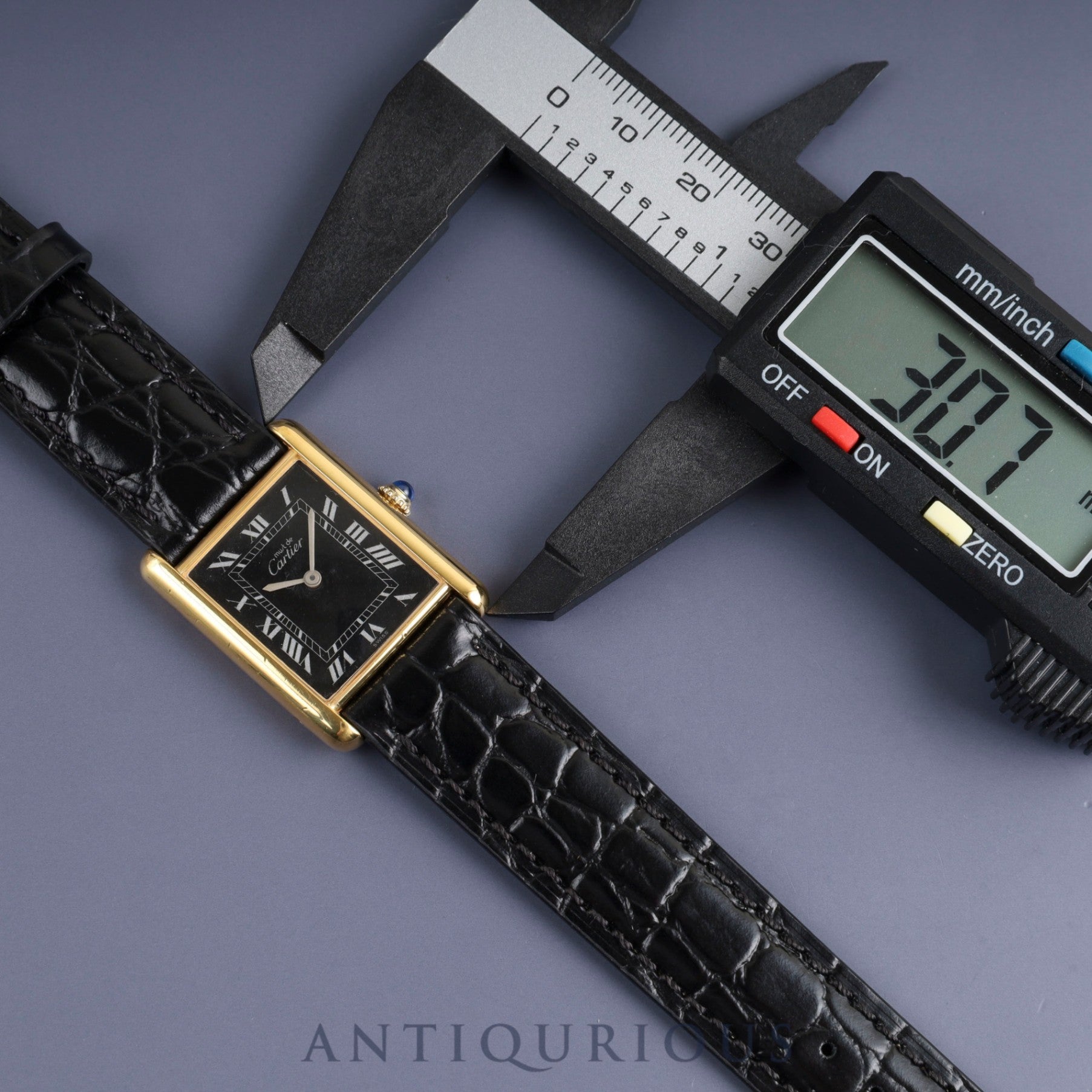 カルティエ マストタンク LM 手巻き Cal.78-1 SV925 革 純正尾錠(GP)ブラックローマン文字盤 オーバーホール済み 新品仕上げ済み